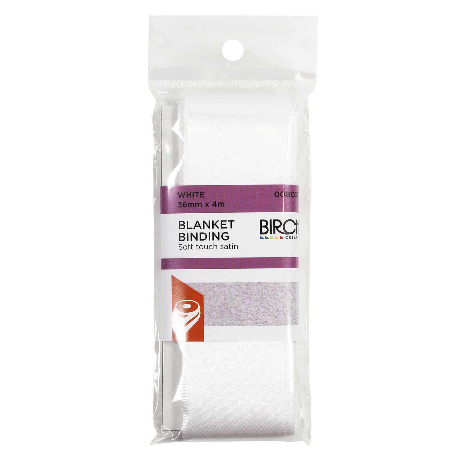 Birch Blanket Binding - Polycotton 36mm x 4 Metre White
