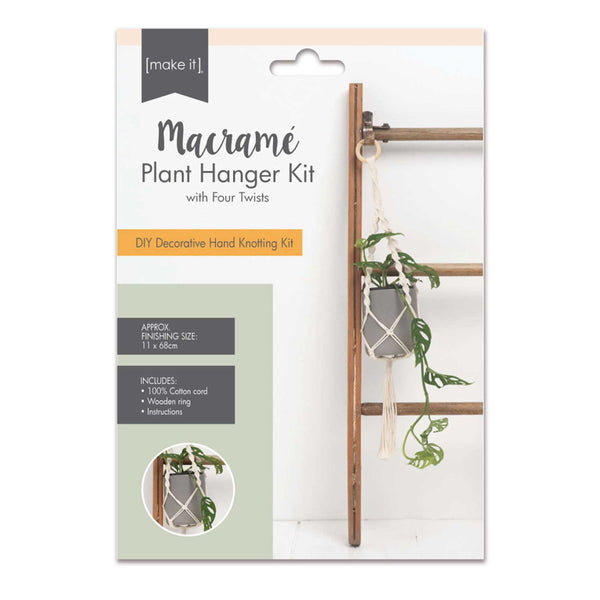 Macrame Plant Hanger Kit with Four Twists - Cream