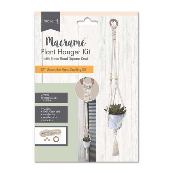 Macrame Plant Hanger Kit with Three Bead SQ Knot