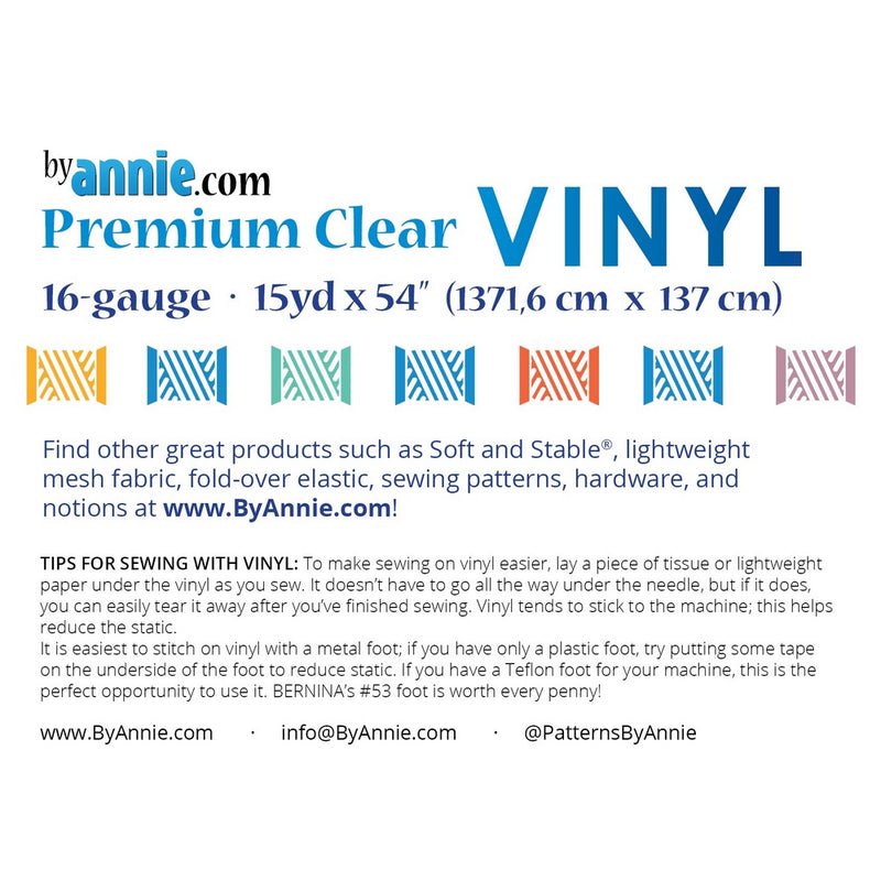 ByAnnie: Premium Clear Vinyl - 54" wide by the metre