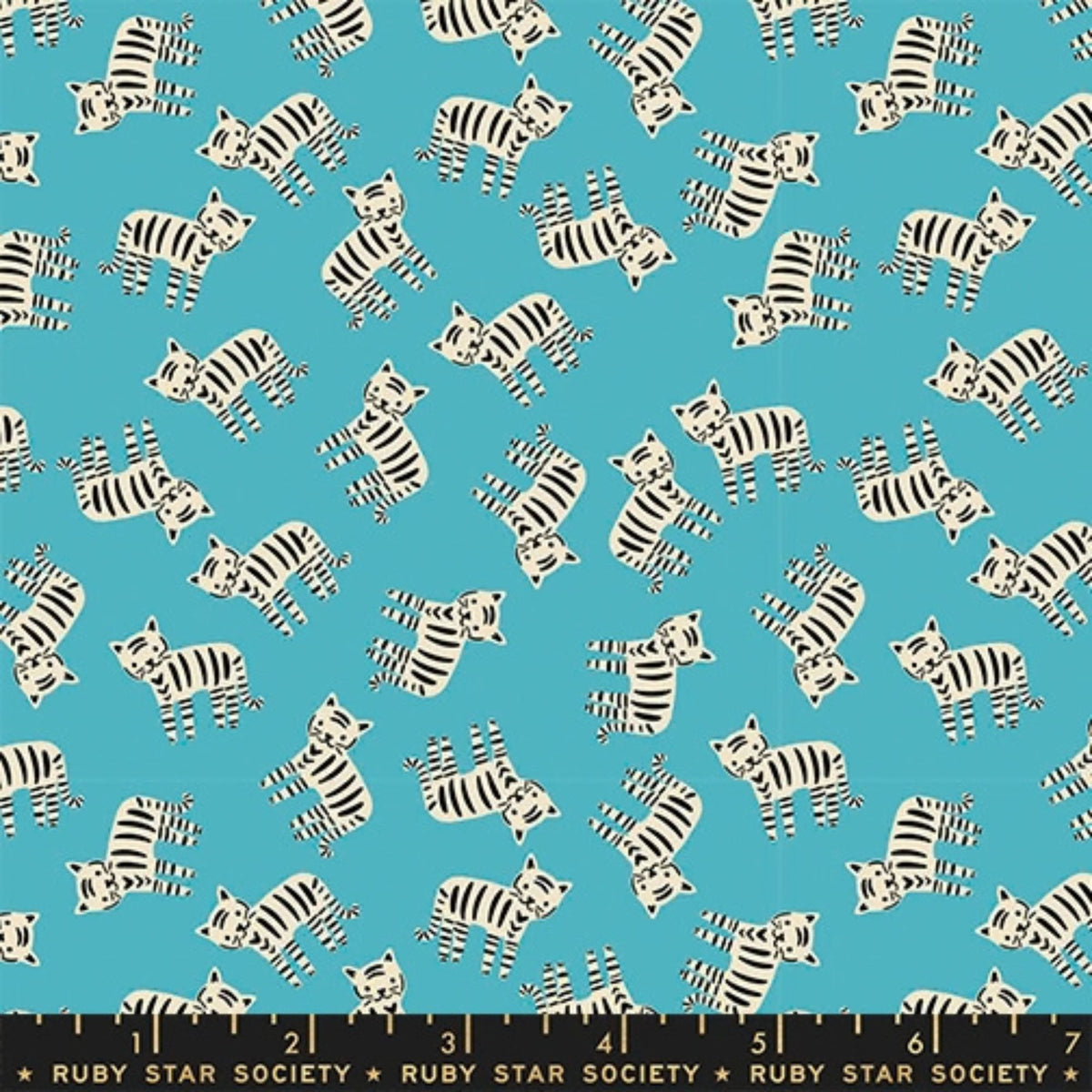 1 800 Calico Meow Novelty Cats Light Blue by Alexia Abegg Ruby Star Society RS4166 14 RULER