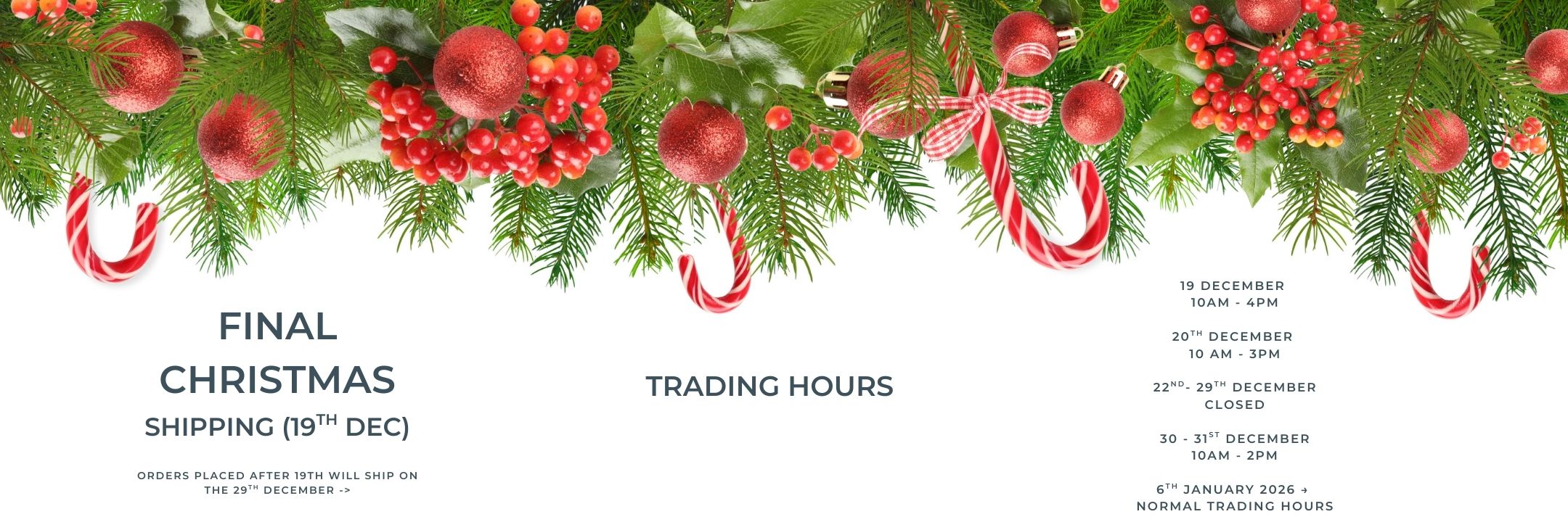 2025 Fabric Garden's Christmas trading hours