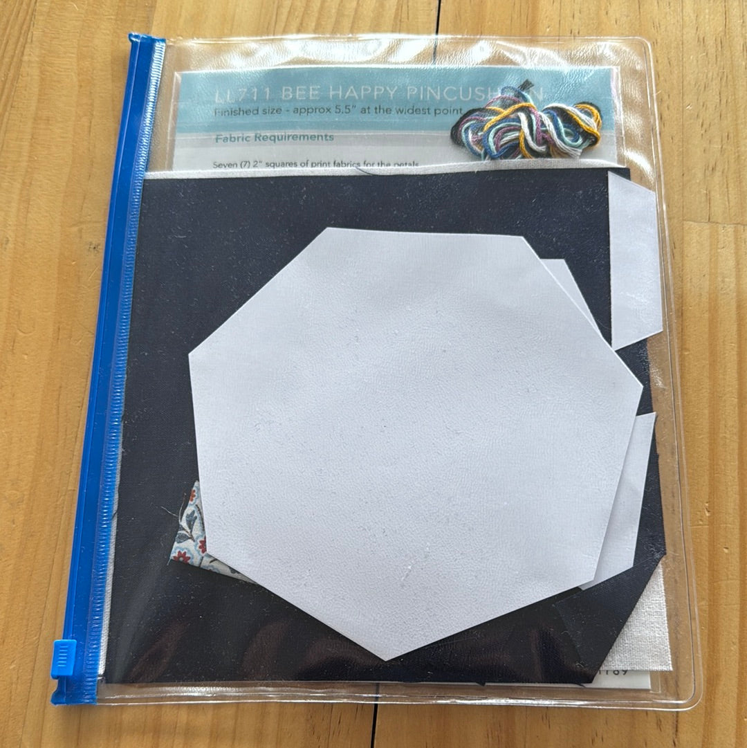 Lilabelle Lane Creations - Bee Happy Pincushion Complete Fabric Kit in Blue