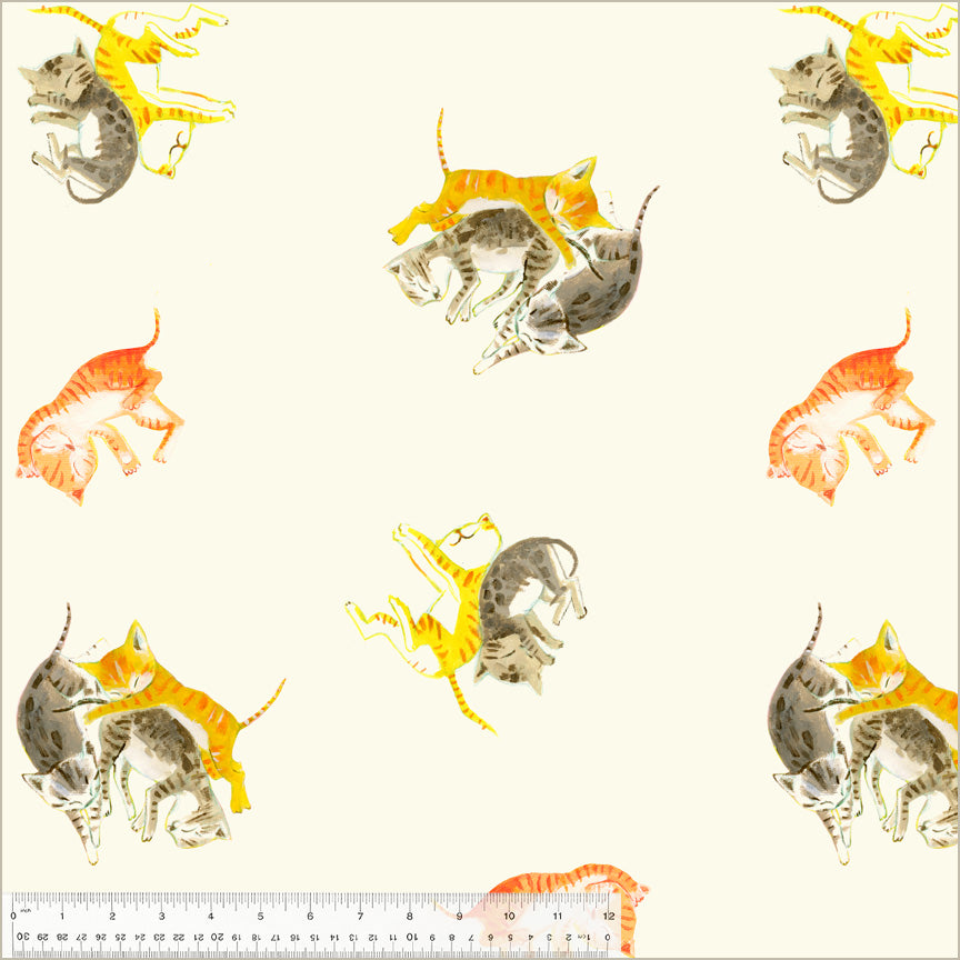 Heather Ross By Hand Barn Kittens Ivory 54250D-2