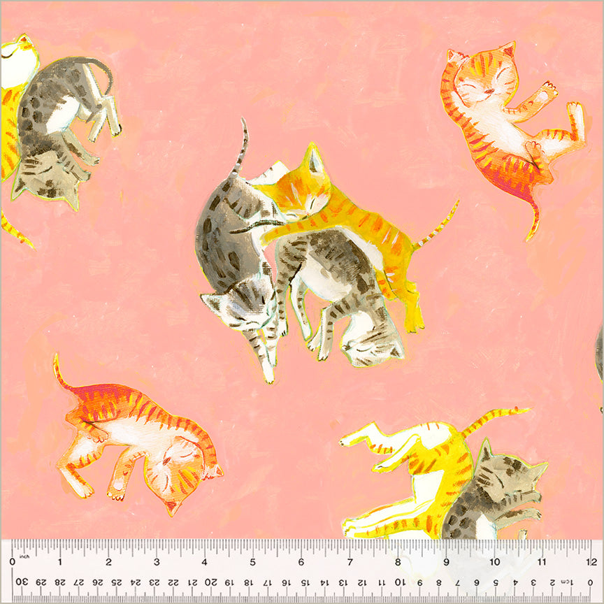 Heather Ross By Hand Barn Kittens Salmon 54250D-3