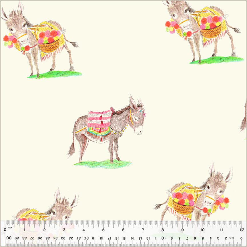 Heather Ross By Hand Burros Ivory 54252D-2