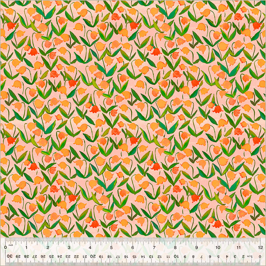 Heather Ross By Hand Flowerbed Salmon 54257D-3