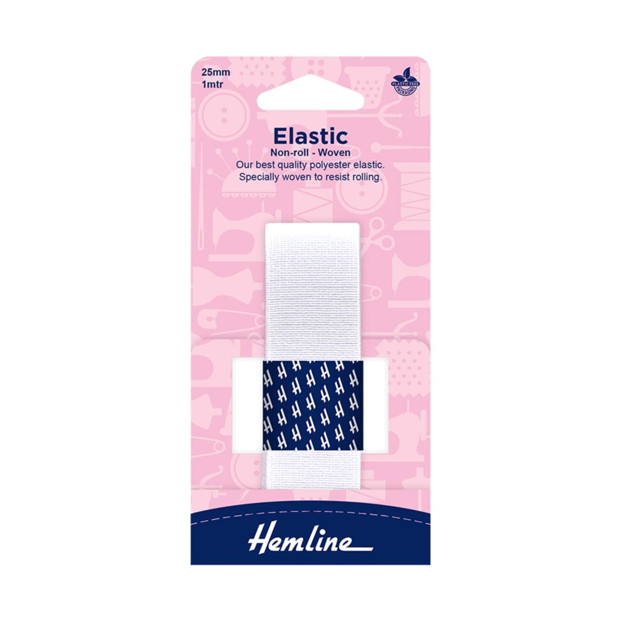 HEMLINE Knitted Elastic 25mm x 1m WHITE