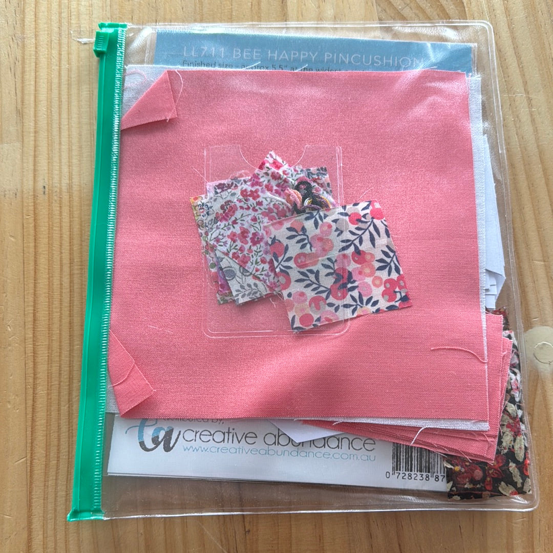 Lilabelle Lane Creations - Bee Happy Pincushion Complete Fabric Kit in Pink