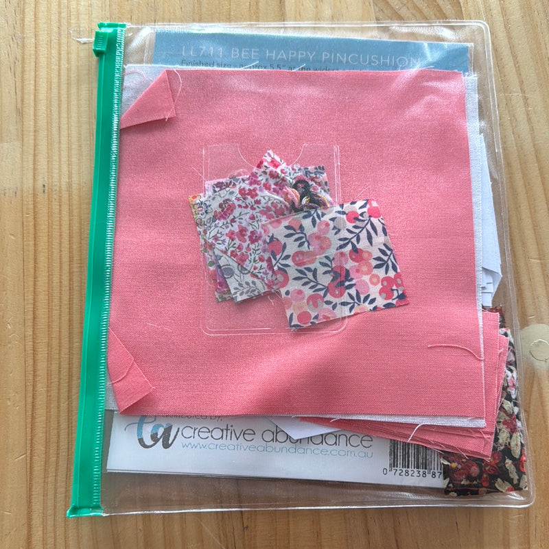 Lilabelle Lane Creations - Bee Happy Pincushion Complete Fabric Kit in Pink