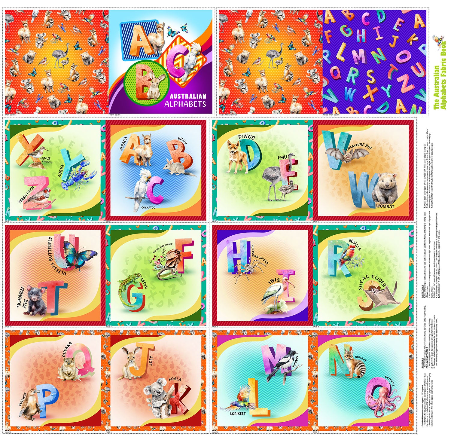 A is for Aussie Australian Alphabet Fabric Book 4067A