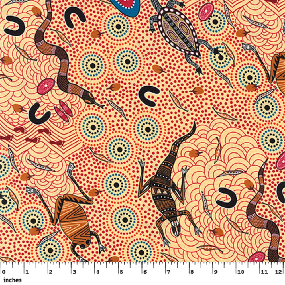 Aboriginal Design: Around the Waterhole in Ecru by Nambooka