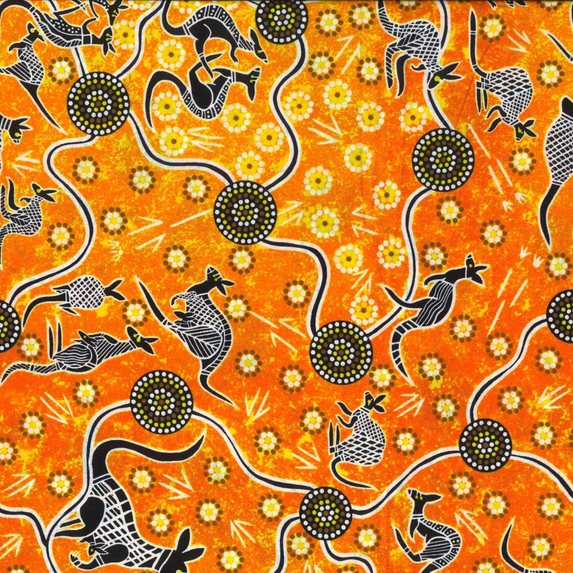 Aboriginal Design: Kangaroo Dreaming 2 in Orange by G.I. Waitairie