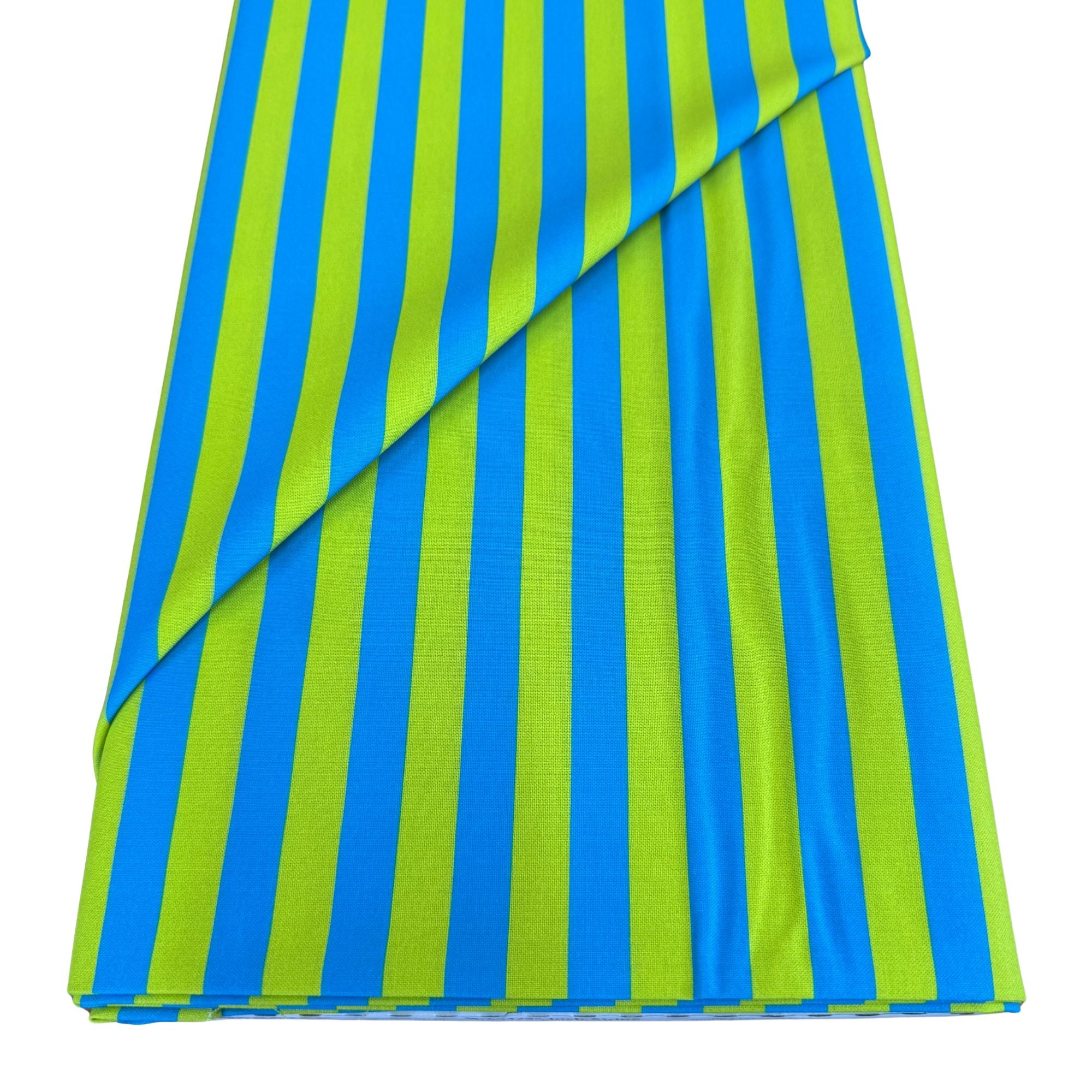 Blockstar Fabrics - Circus - 1/2 Inch Tent Stripe Retro Lime Blue BF-13 BOLT
