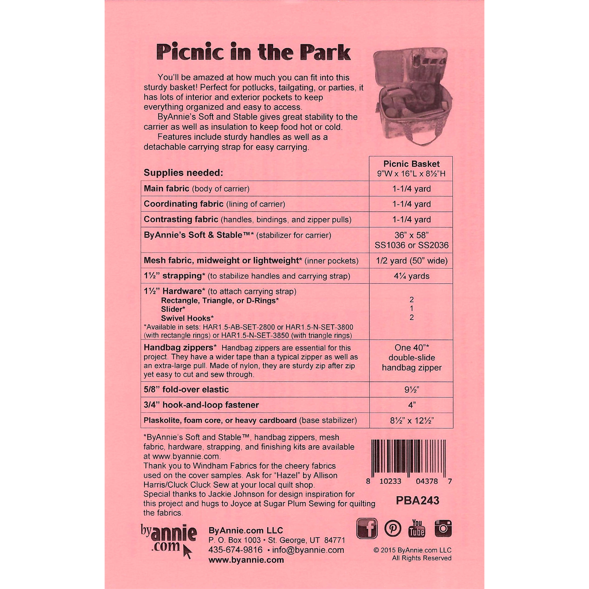 ByAnnie: Picnic in the Park Bag Pattern