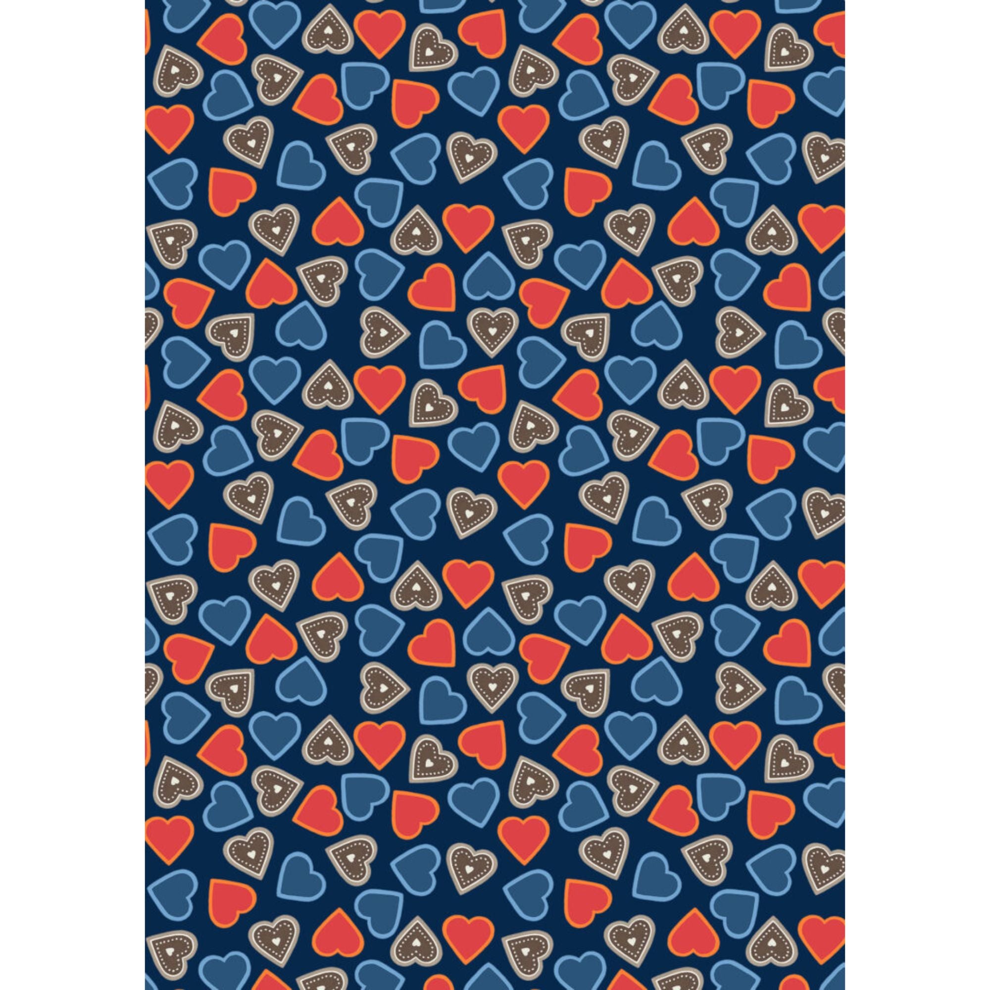 Tomten's Folklore Christmas - hearts on dark blue CE42