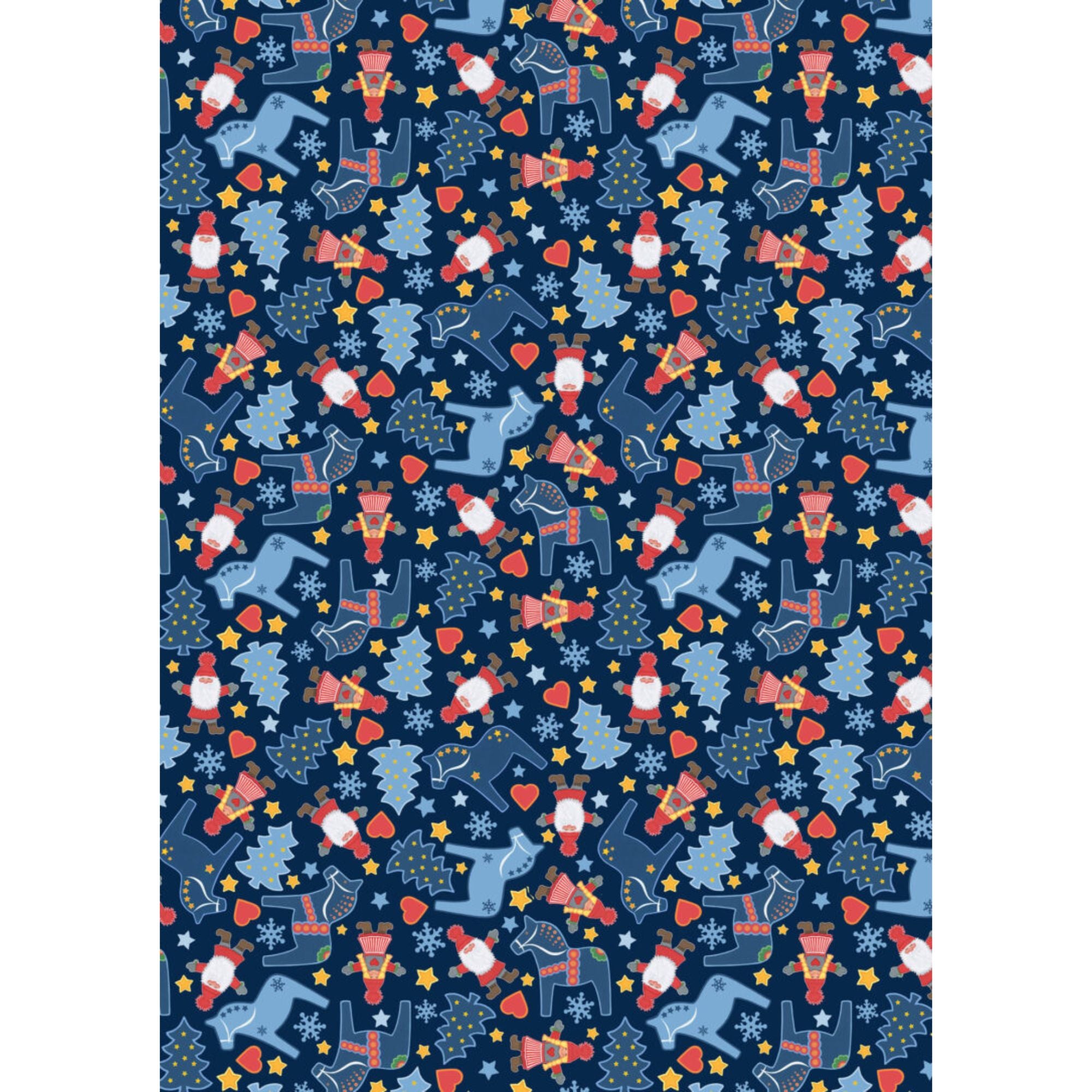 Tomten's Folklore Christmas - Tomtens and horses on dark blue CE46
