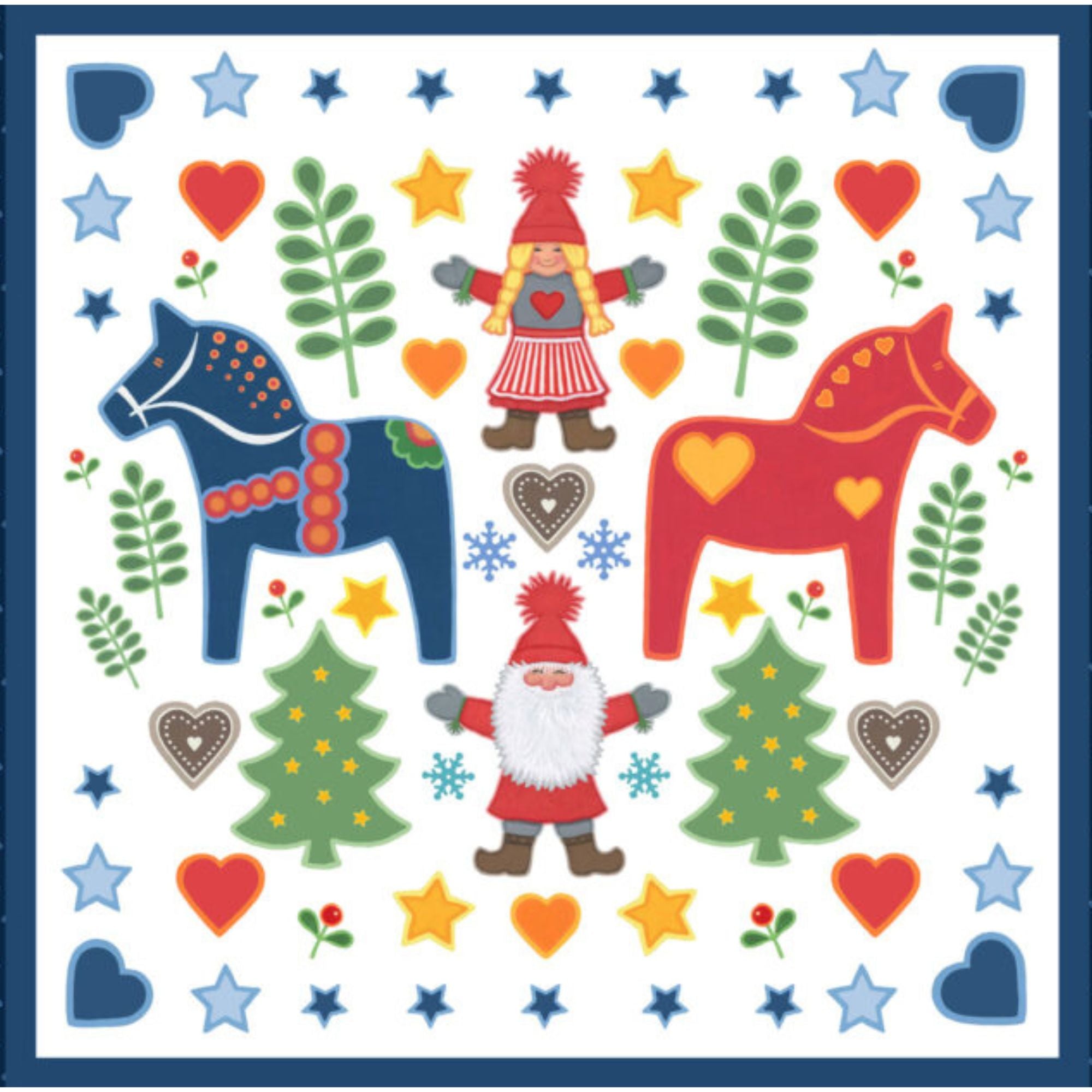 Tomten's Folklore Christmas - Quilt Panel on White CE51