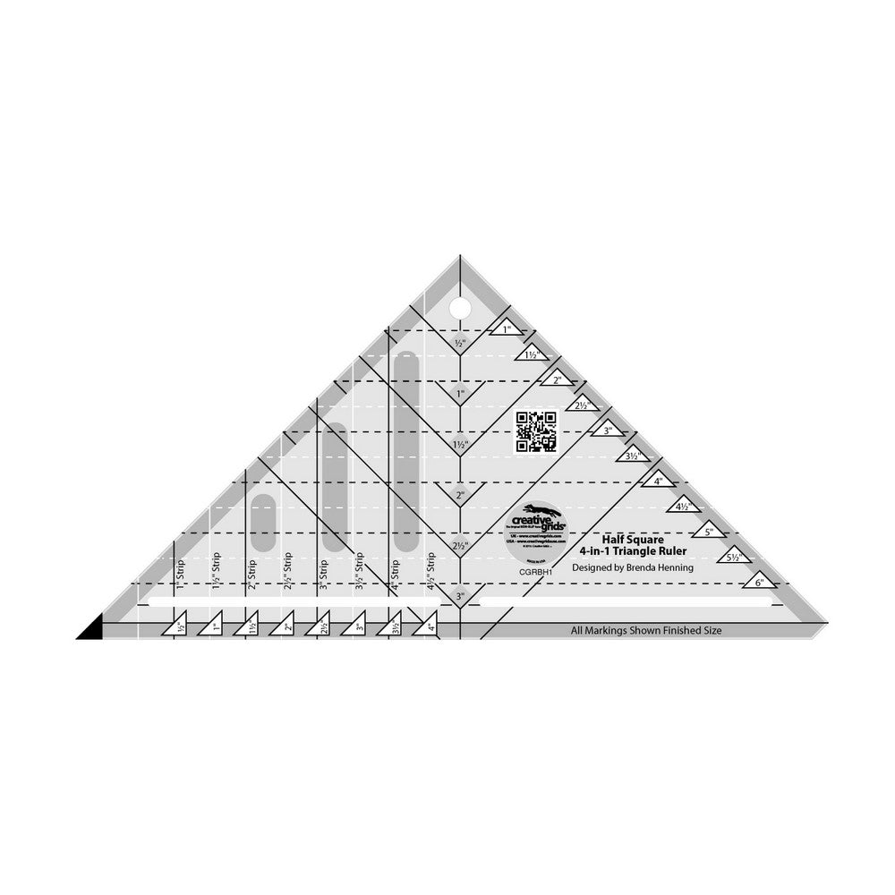 Creative Grids Half-Square 4-in-1 Triangle Quilt Ruler CGRBH1