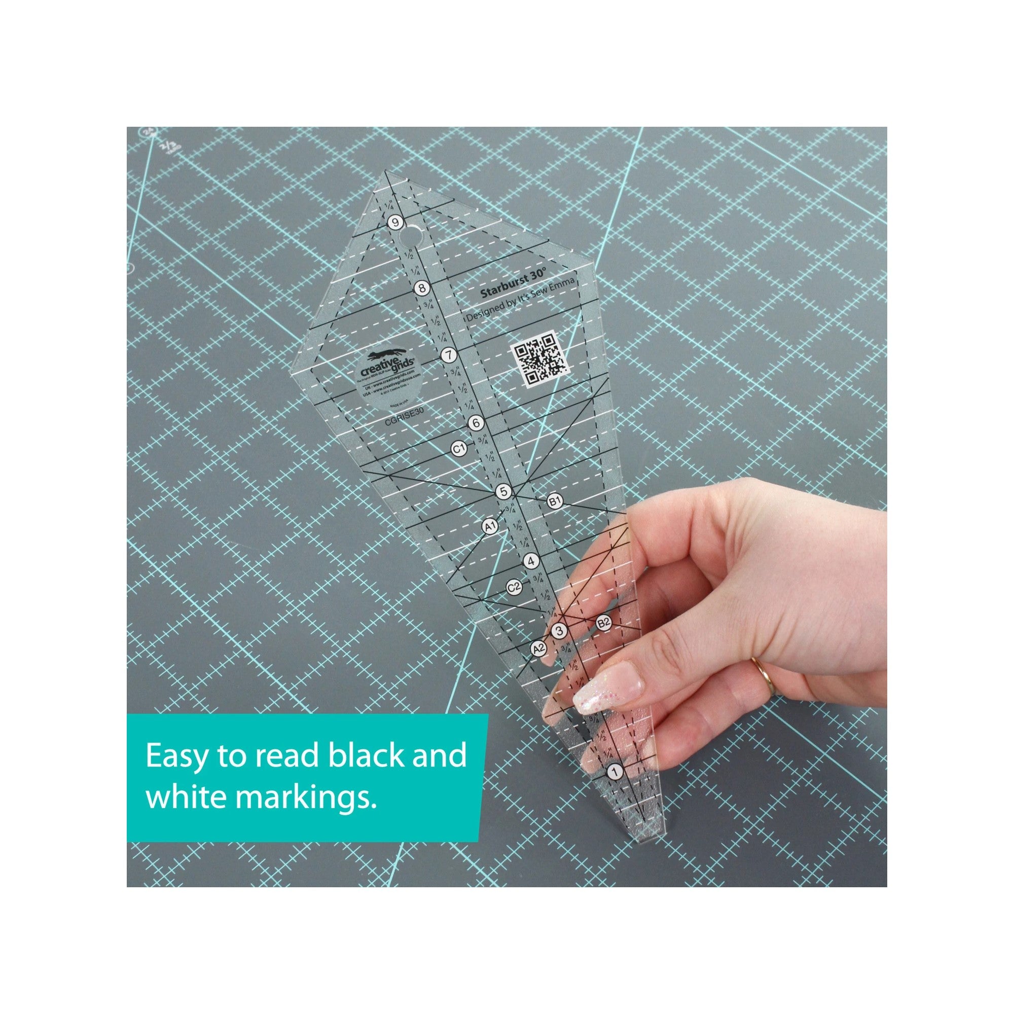 Creative Grids Starburst 30 Degree Triangle 9-1/2in Quilt Ruler CGRISE30
