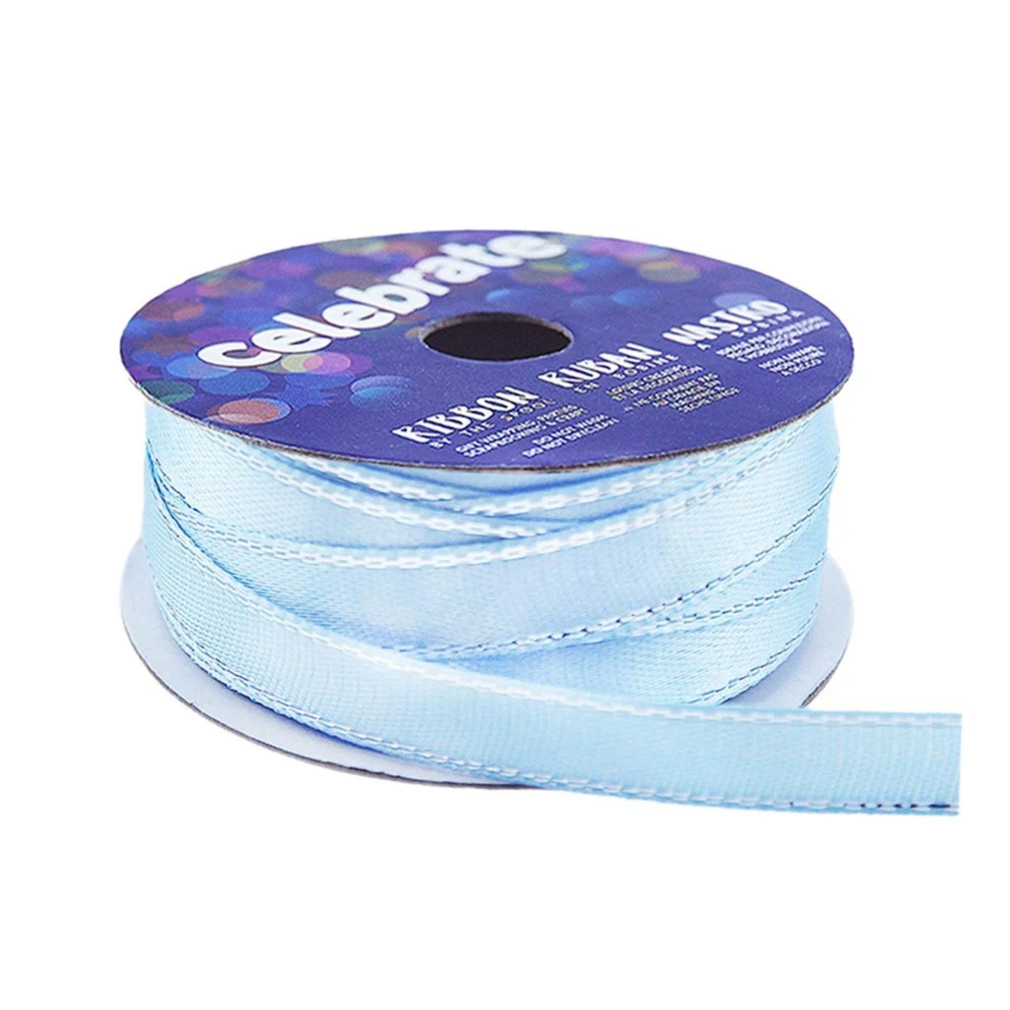 Celebrate Ribbon Satin with Metallic Edge 10mm x 5m Baby Blue