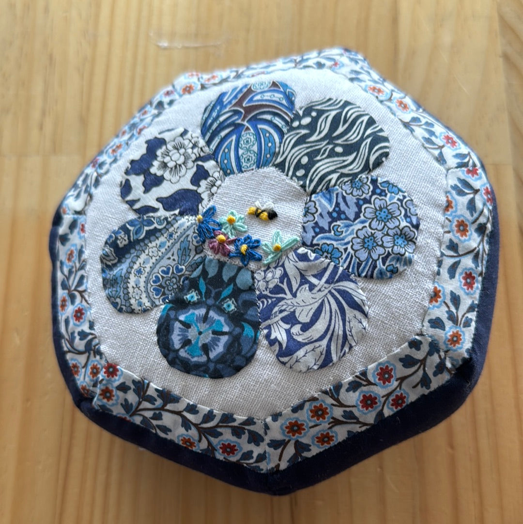 Lilabelle Lane Creations - Bee Happy Pincushion Complete Fabric Kit in Blue