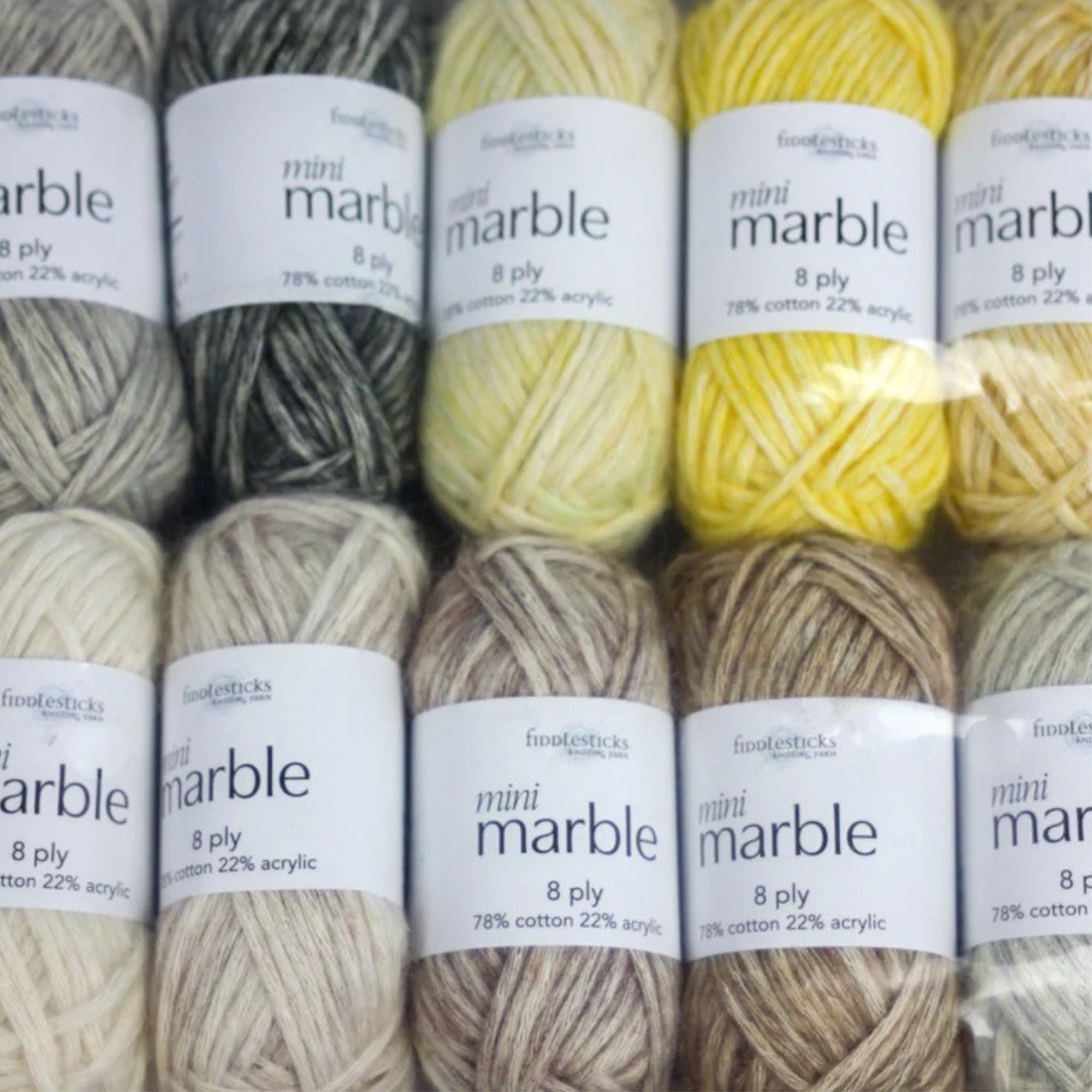 Fiddlesticks Mini Marble 8 Ply Yarn - 10 Pack