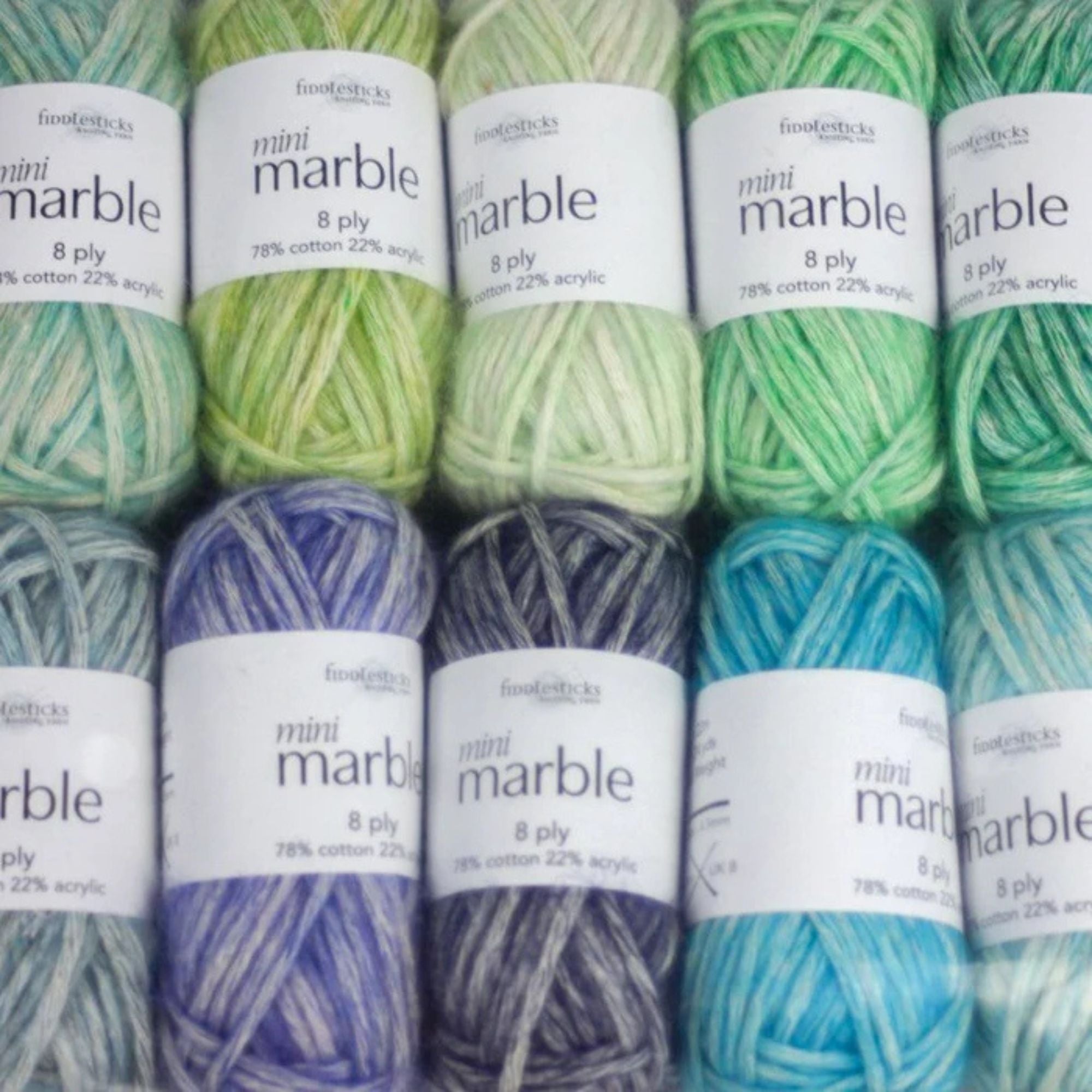 Fiddlesticks Mini Marble 8 Ply Yarn - 10 Pack