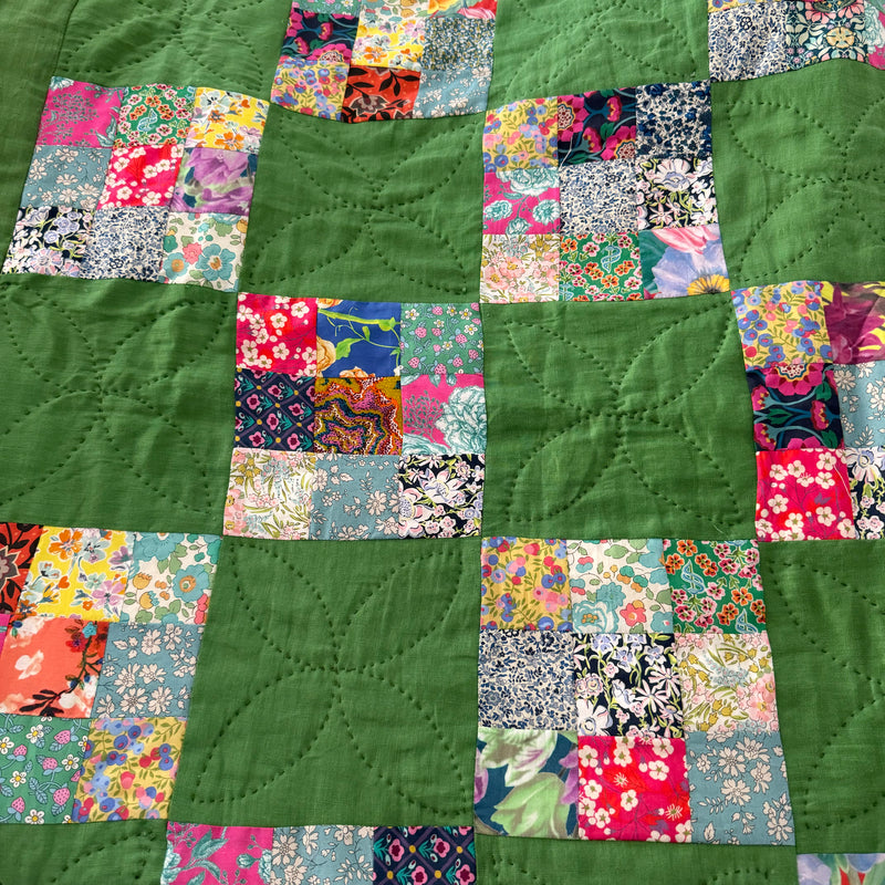 Nine Patch Quilt Kit Featuring Linen and Liberty