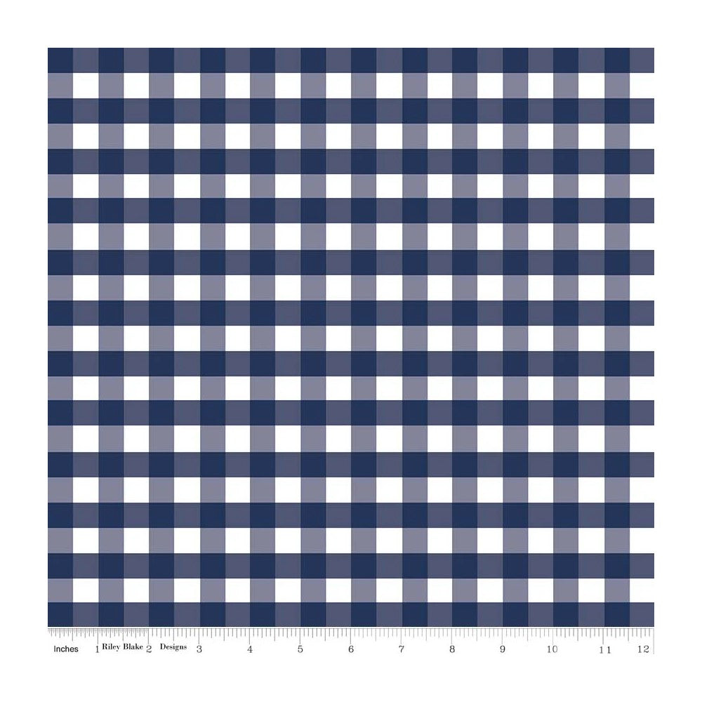 Gingham Double Gauze Cotton Fabric Navy G588-NAVY