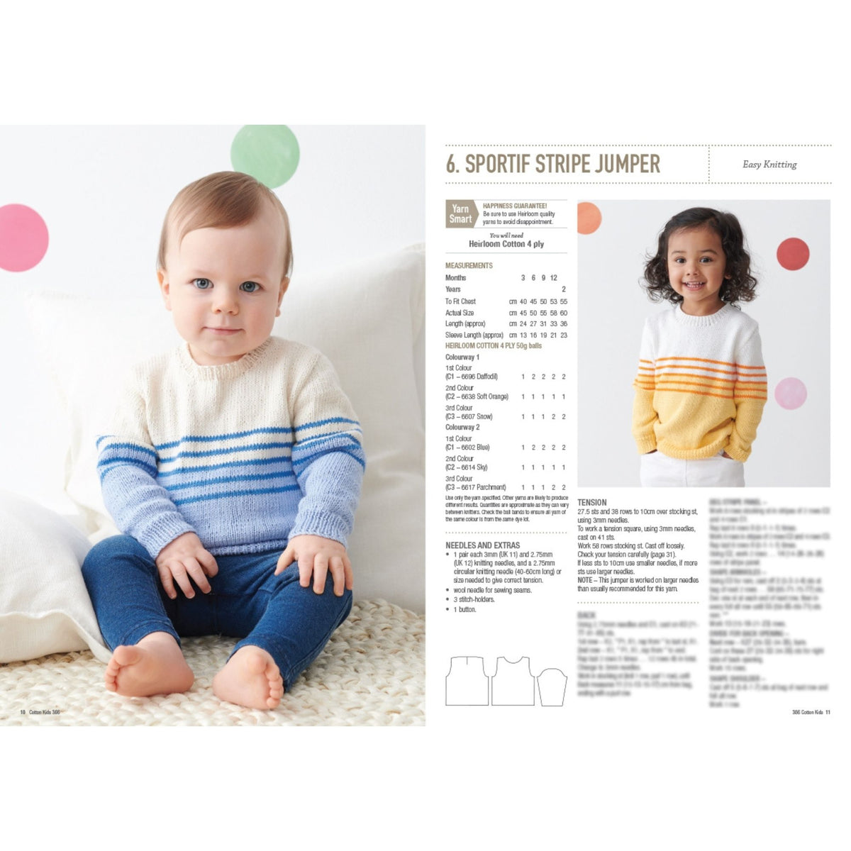 Heirloom: Cotton Kids Knitting Patterns 366 Sportif Stripe Jumper