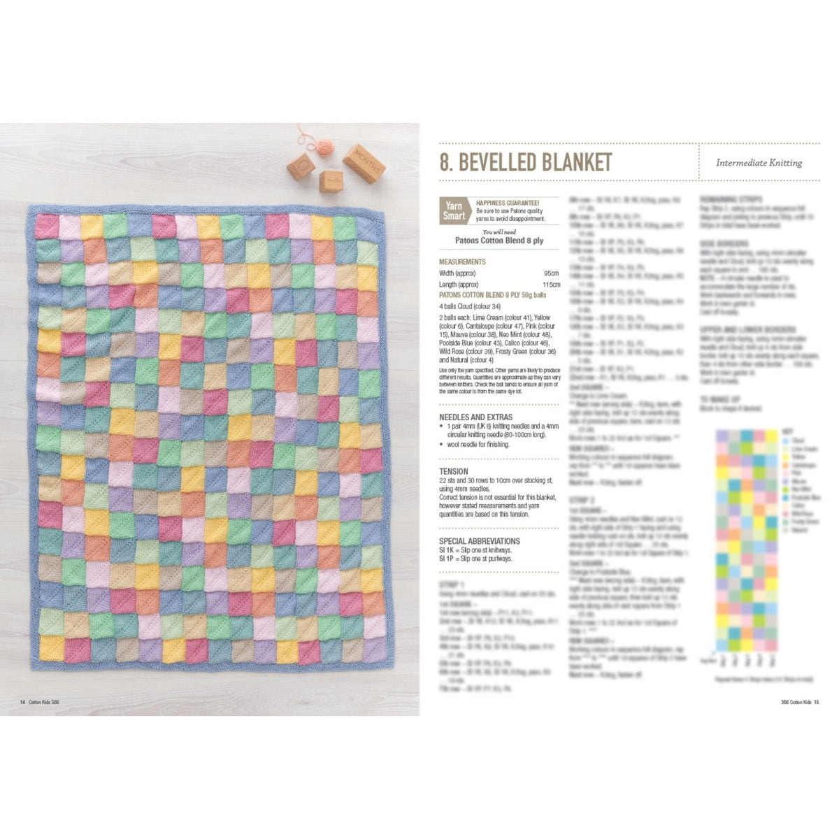Heirloom: Cotton Kids Knitting Patterns 366 Bevelled Blanket