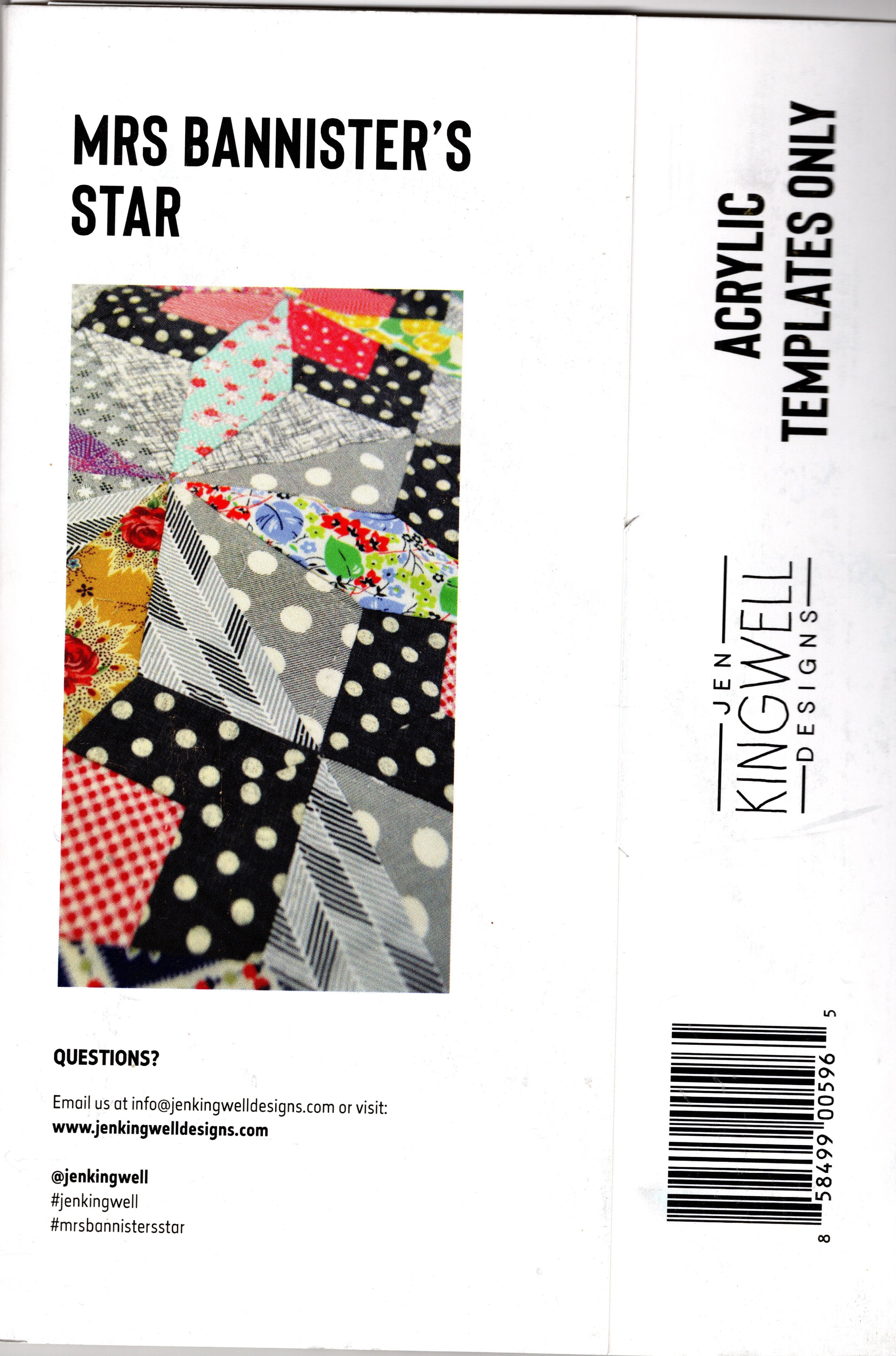 Jen Kingwell Designs: Mrs Bannister's Star Acrylic Template Only