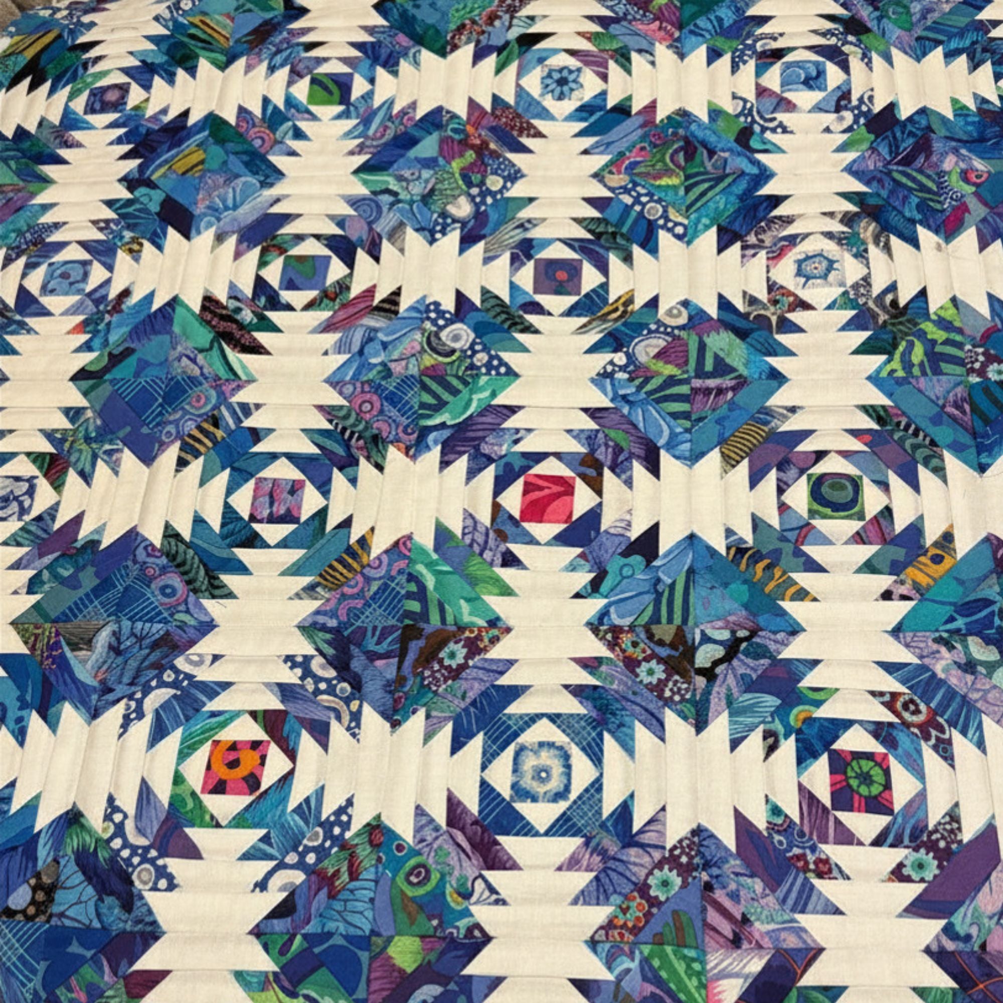 Kaffe Pineapple Log Cabin Block Baby's Quilt Kit BLUE