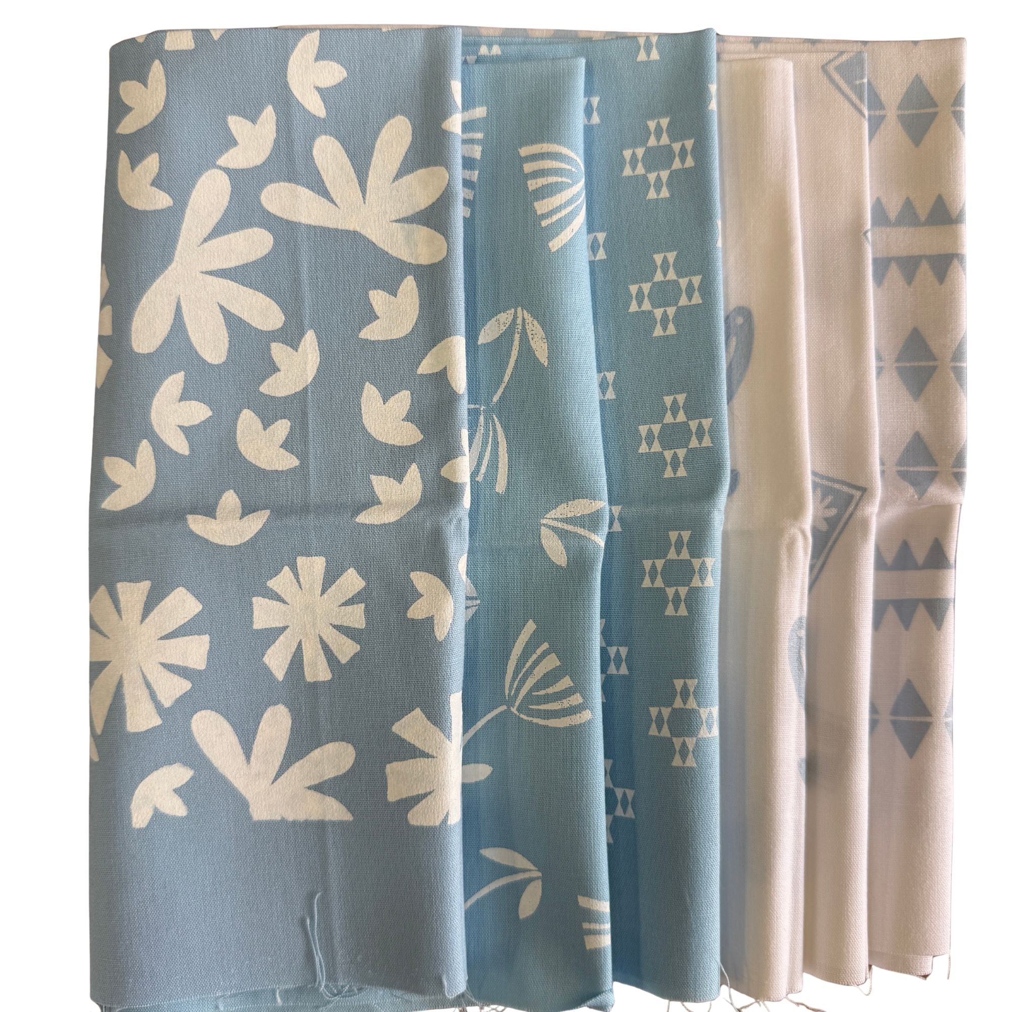 Karen Lewis Textiles: Screen Printed Fat Eighth's in Baby Blue 6pcs