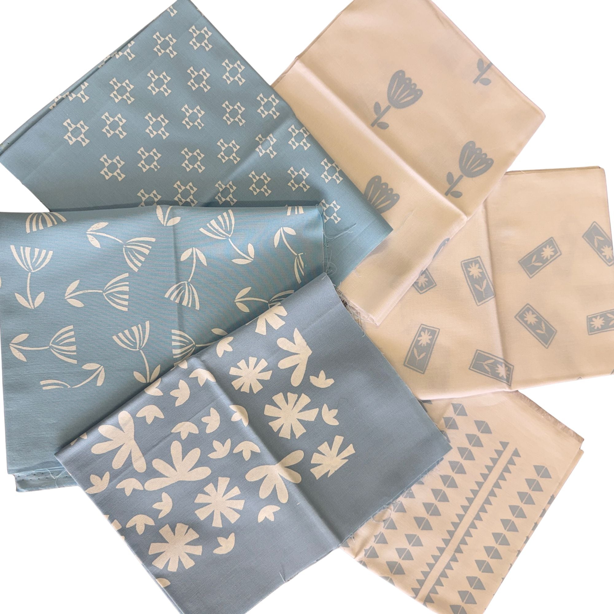 Karen Lewis Textiles: Screen Printed Fat Eighth's in Baby Blue 6pcs