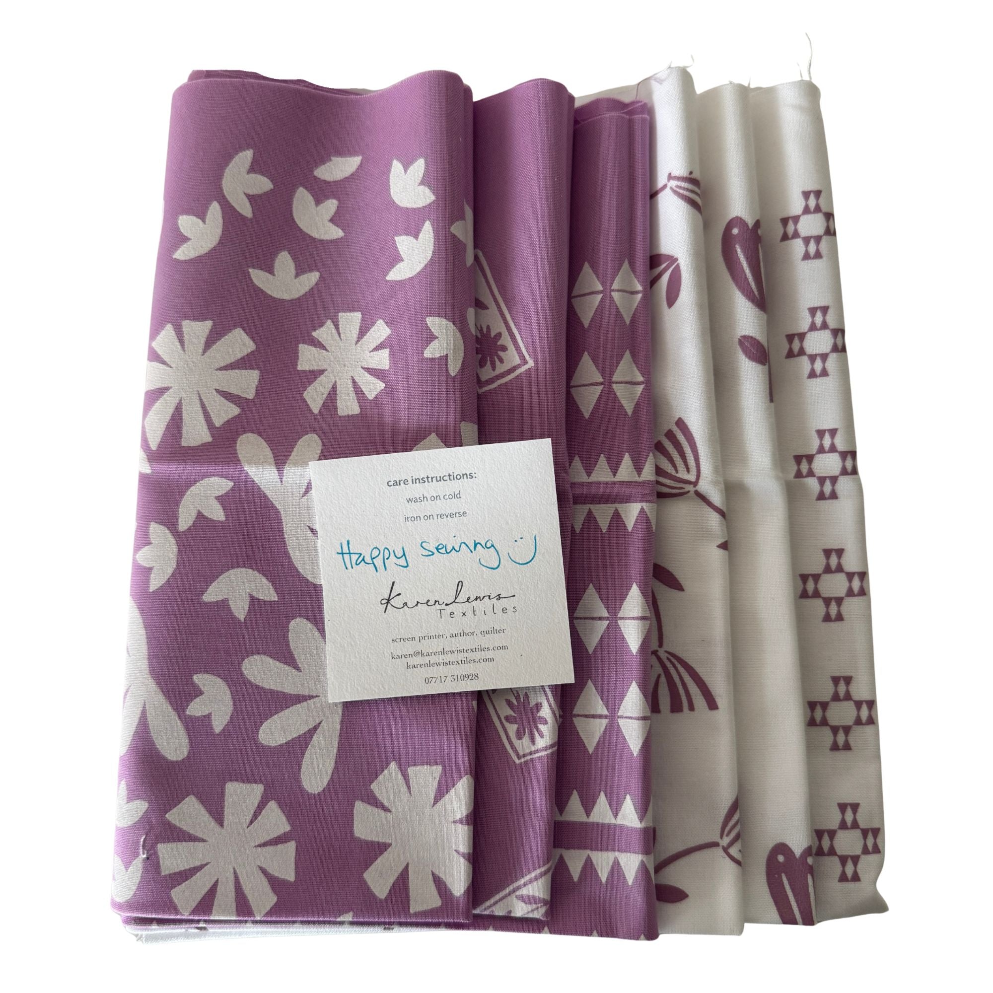 Karen Lewis Textiles: Screen Printed Fat Eighth's in Lilac