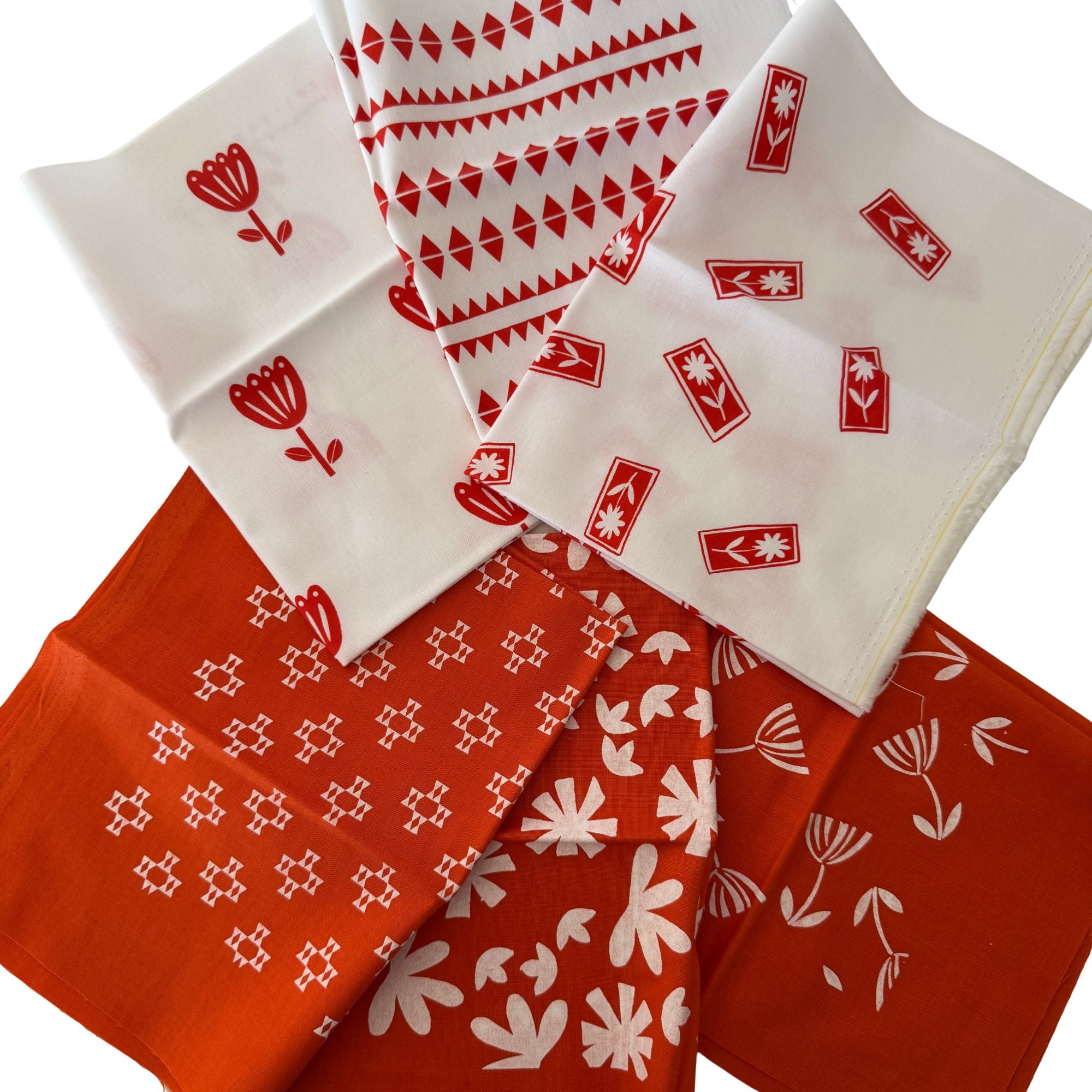 Karen Lewis Textiles: Screen Printed Fat Eighth's in Orange 6pcs
