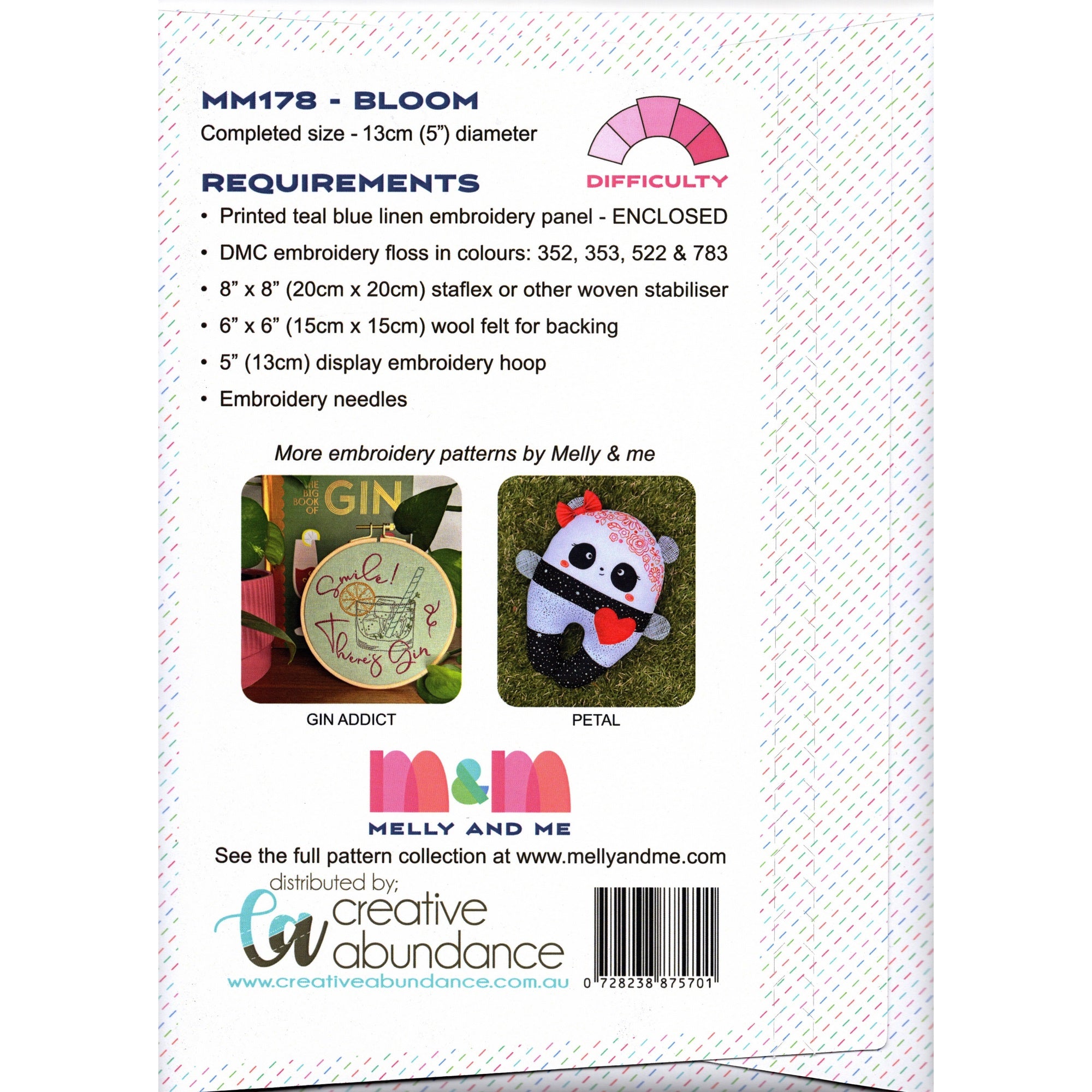 Melly and Me: Bloom Stitchery Inc Teal Pre-printed Linen