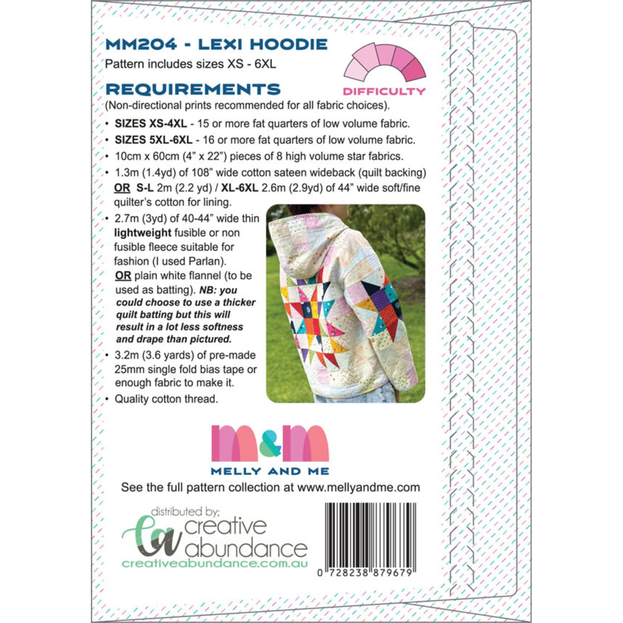 Melly and Me Sewing Pattern: Lexi Hoodie Back Cover