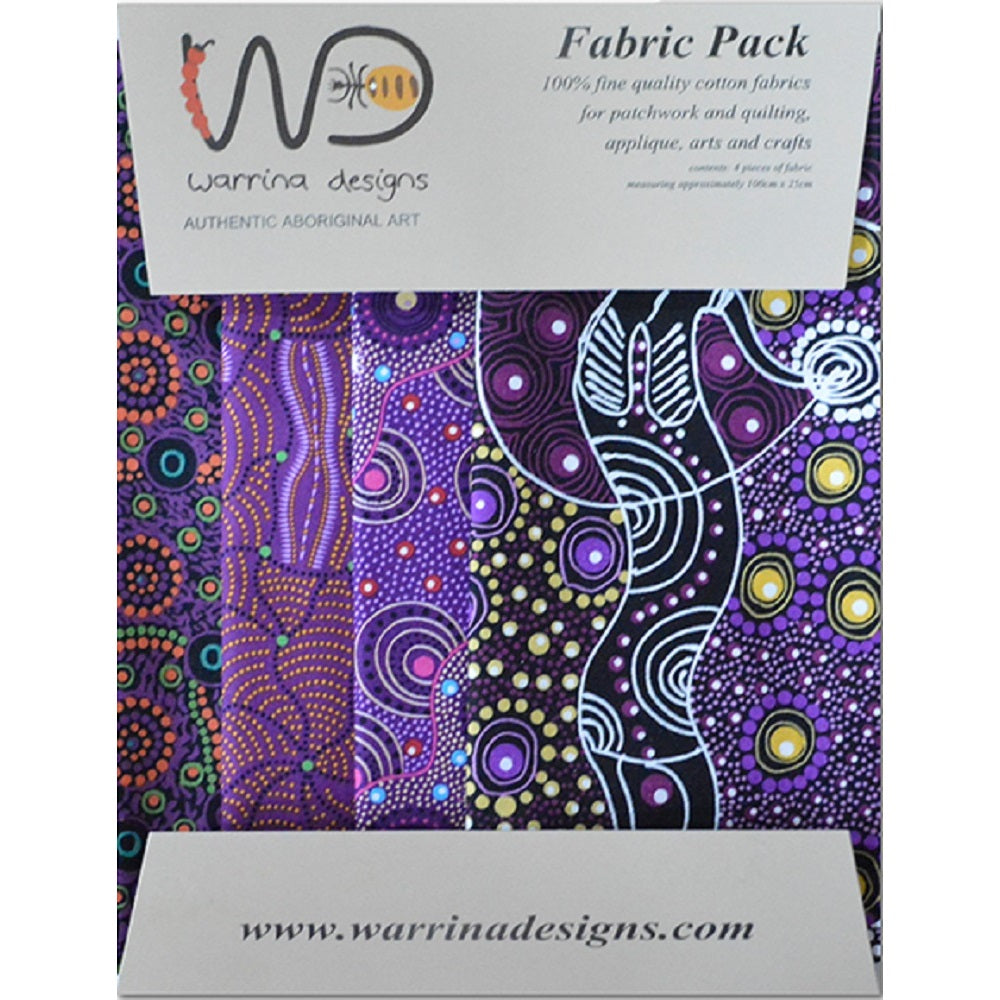 Fabric Pack: Aboriginal Designs in Purple 4 x 25cm pcs