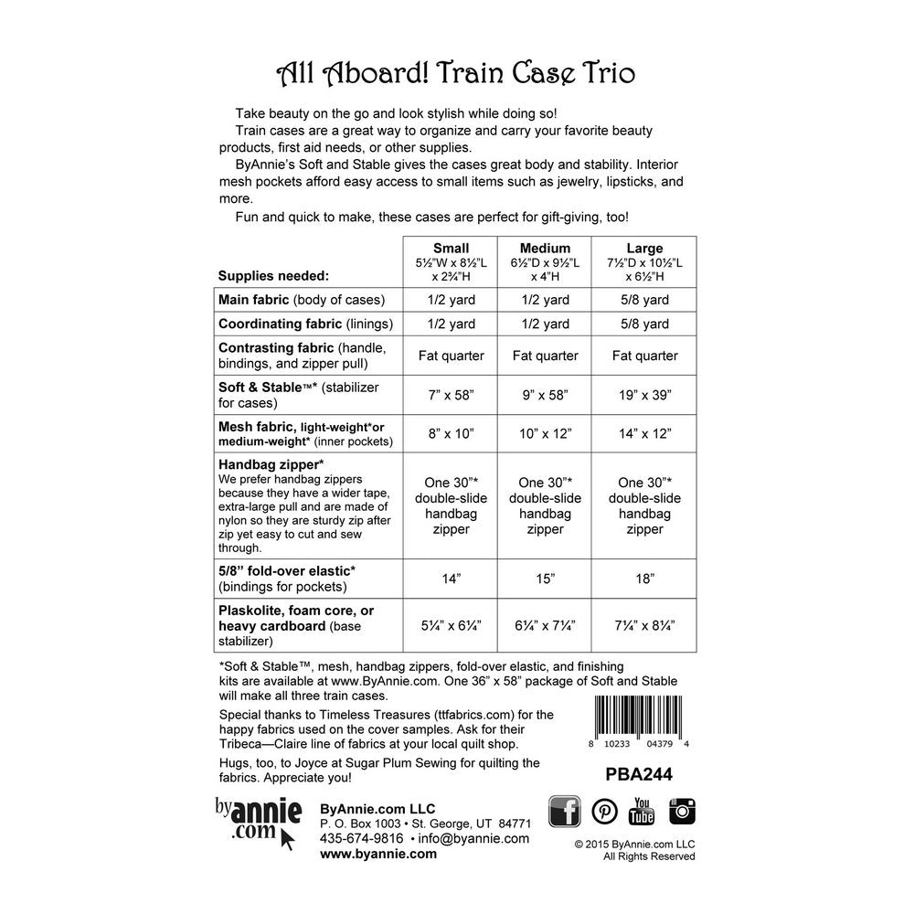 ByAnnie: All Aboard! Train Case Trio Bag Pattern
