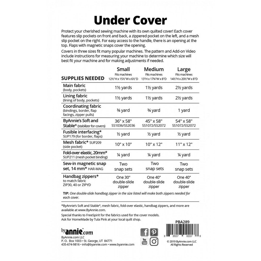 By Annie: Under Cover Sewing Machine Cover Pattern