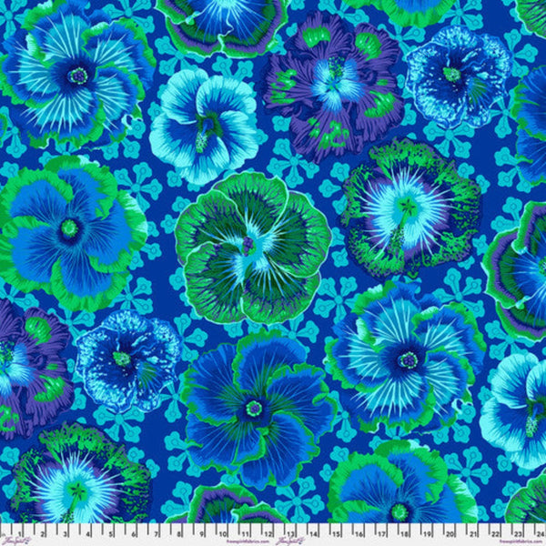 Philip Jacobs: Floating Hibiscus in Blue PWPJ122-BLUE