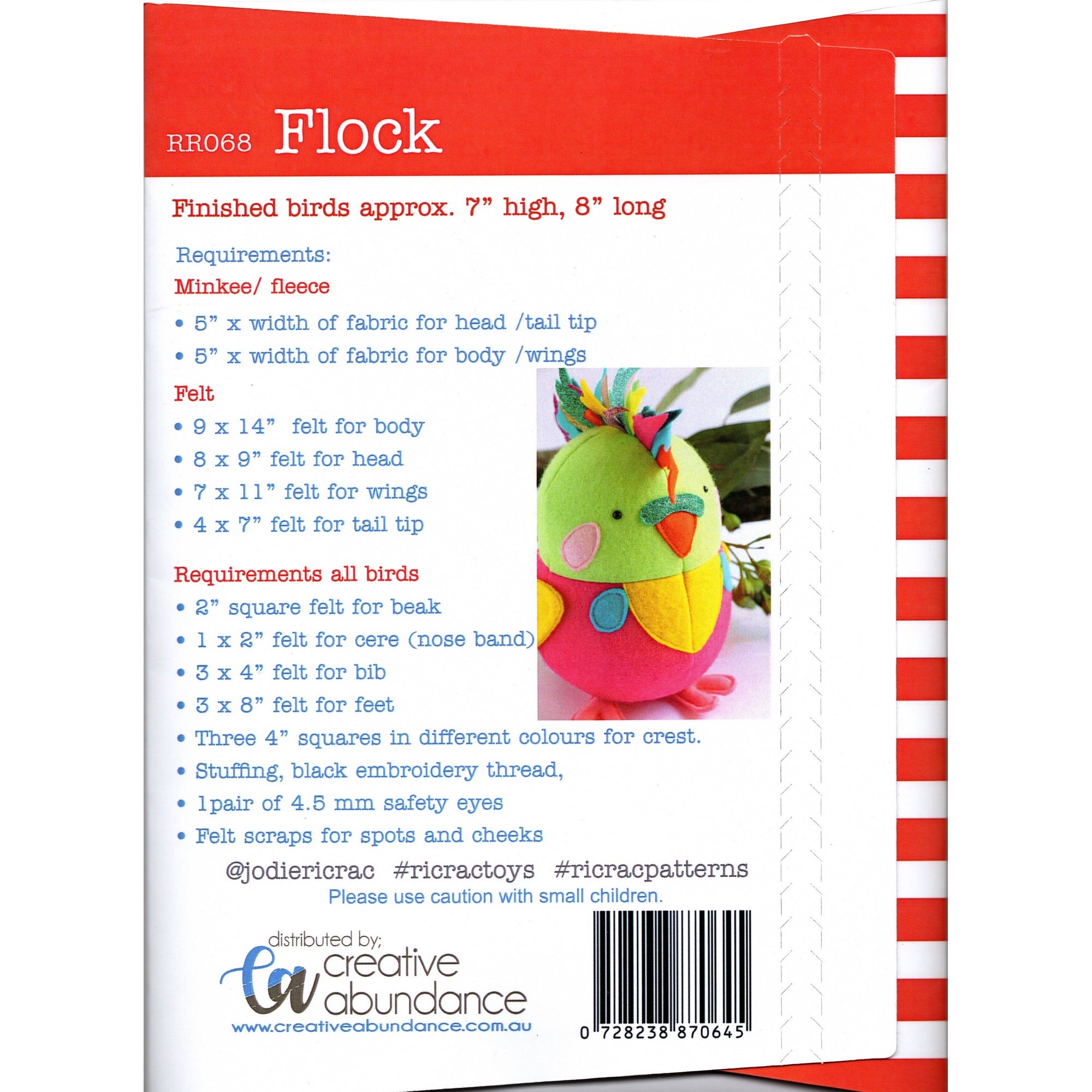 Ric Rac Soft Toy Pattern: Flock of Birds