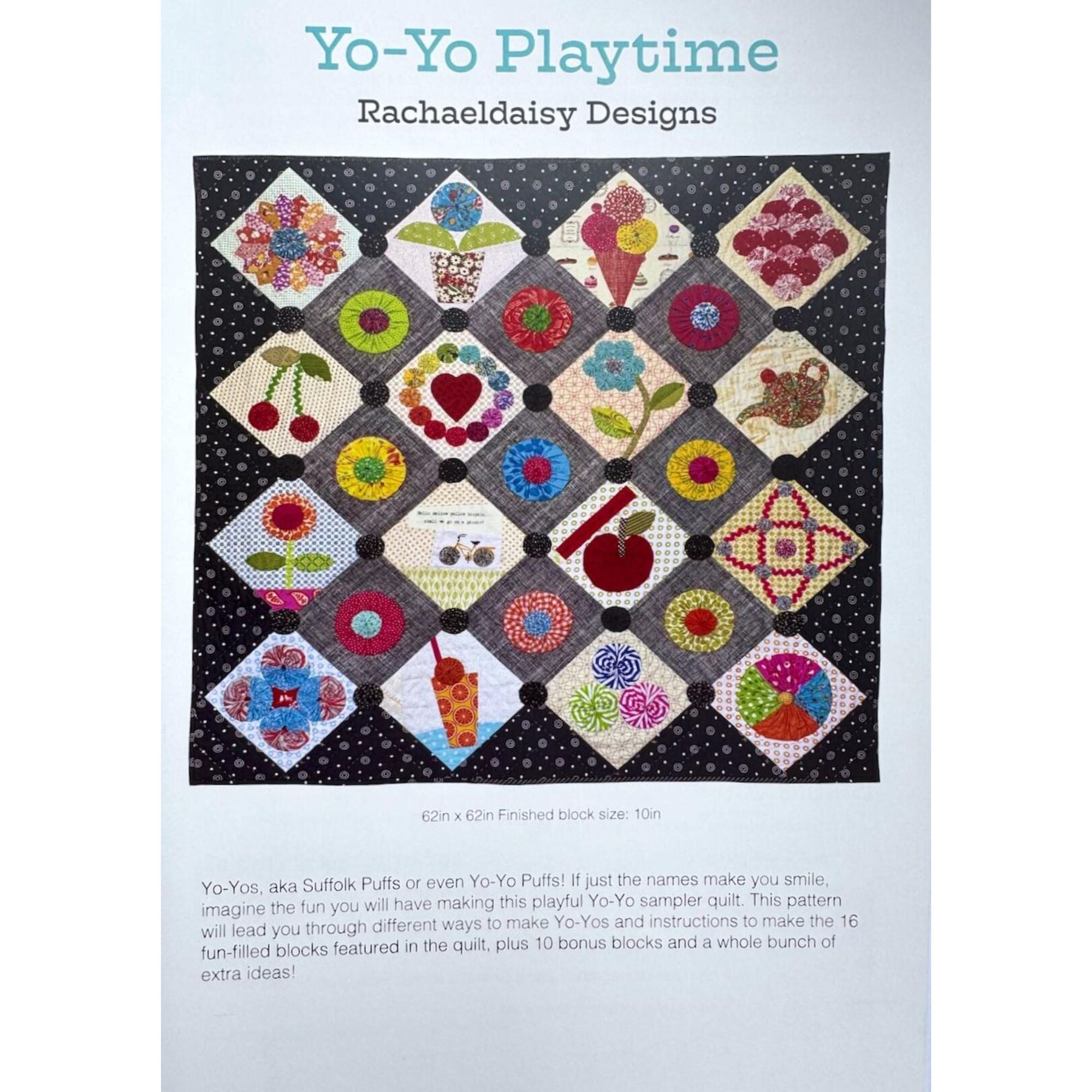 Rachaeldaisy Designs: YoYo Playtime Quilt Pattern PAPER Pattern