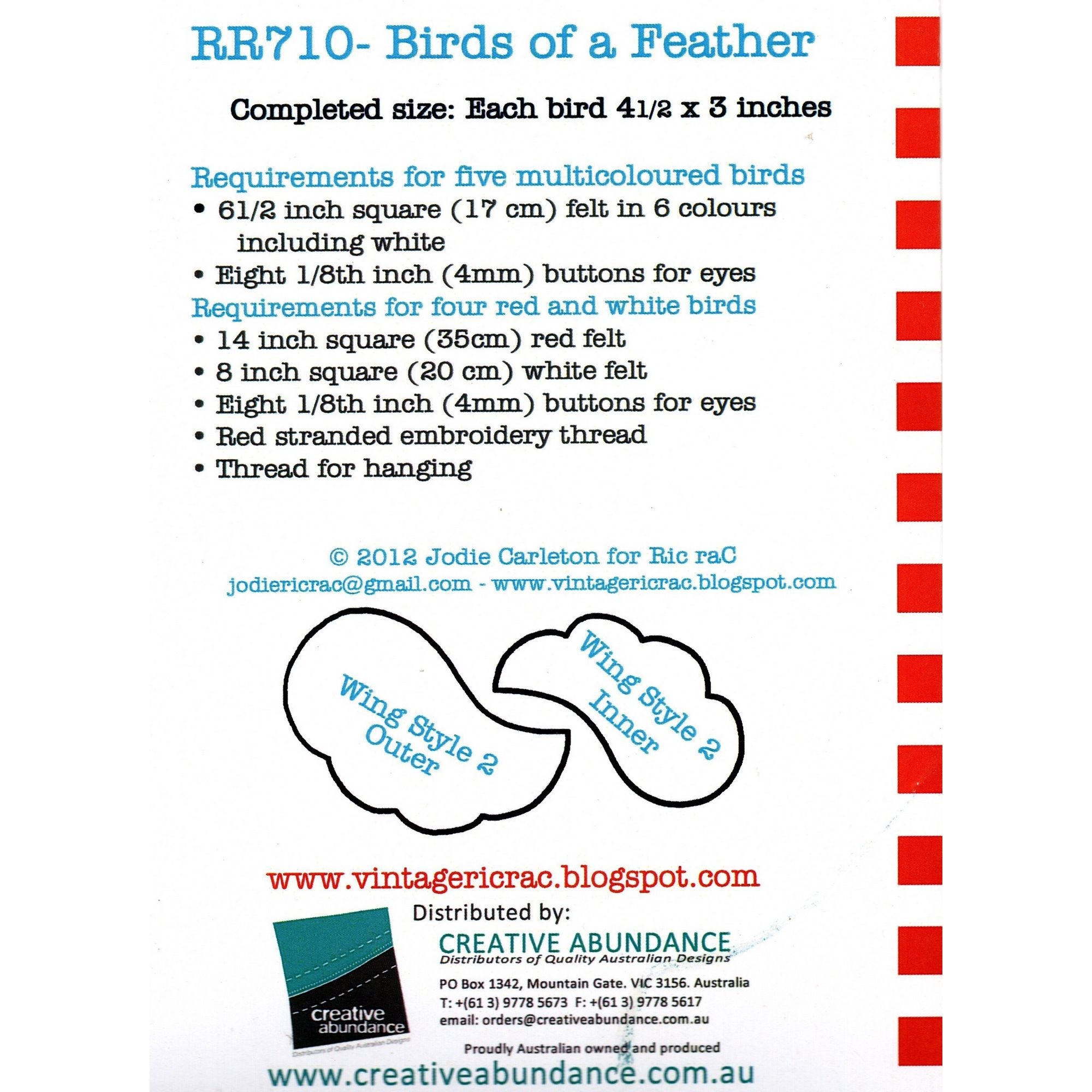 Ric Rac Felt Pattern: Birds of a Feather