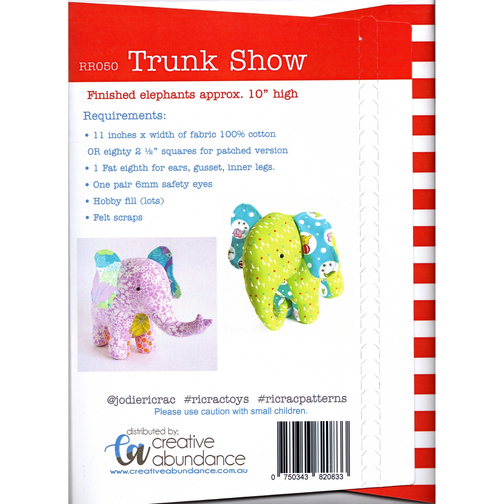 Ric Rac Soft Toy Pattern: Elephant Trunk Show