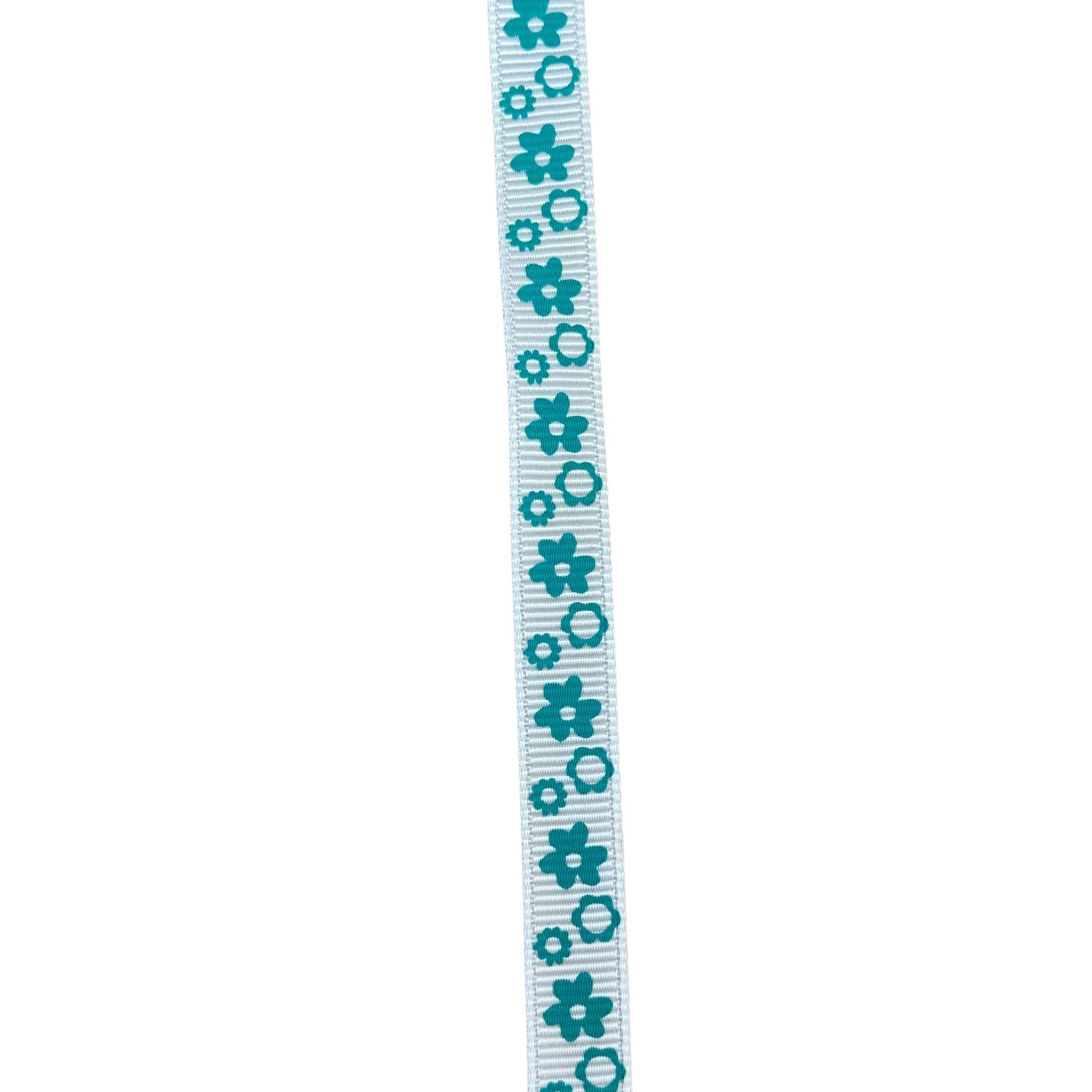 Riley Blake Sew Together Flower Grossgrain Ribbon in Teal STRF-TEAL