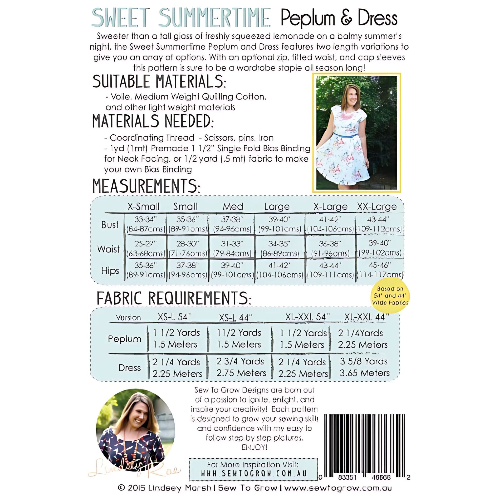 Sew to Grow Sewing Pattern: Sweet Summertime Dress Materials List